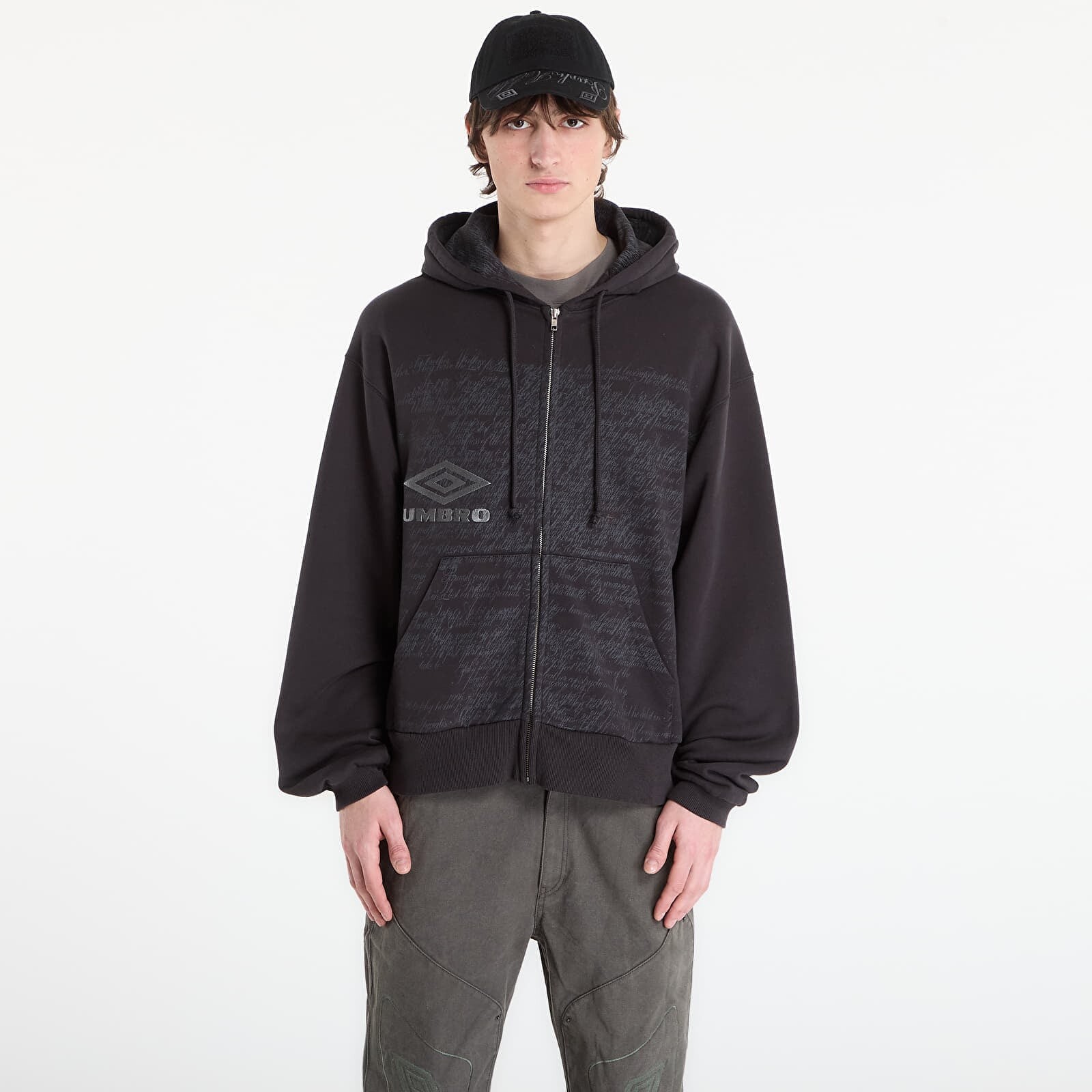 Sweatshirt Umbro by SlamJam Compact Masked Zip Hoodie Washed Black S