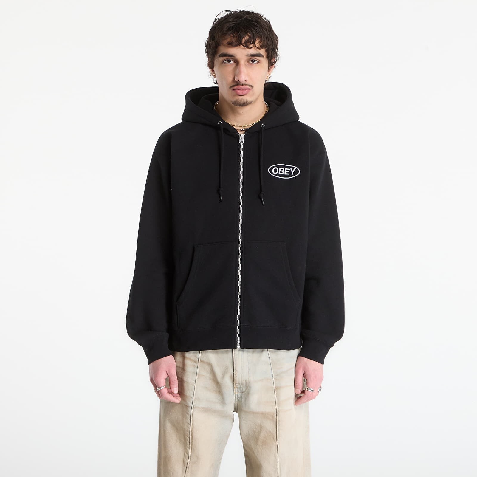Sweatshirt OBEY Oval Zip Hood Black L