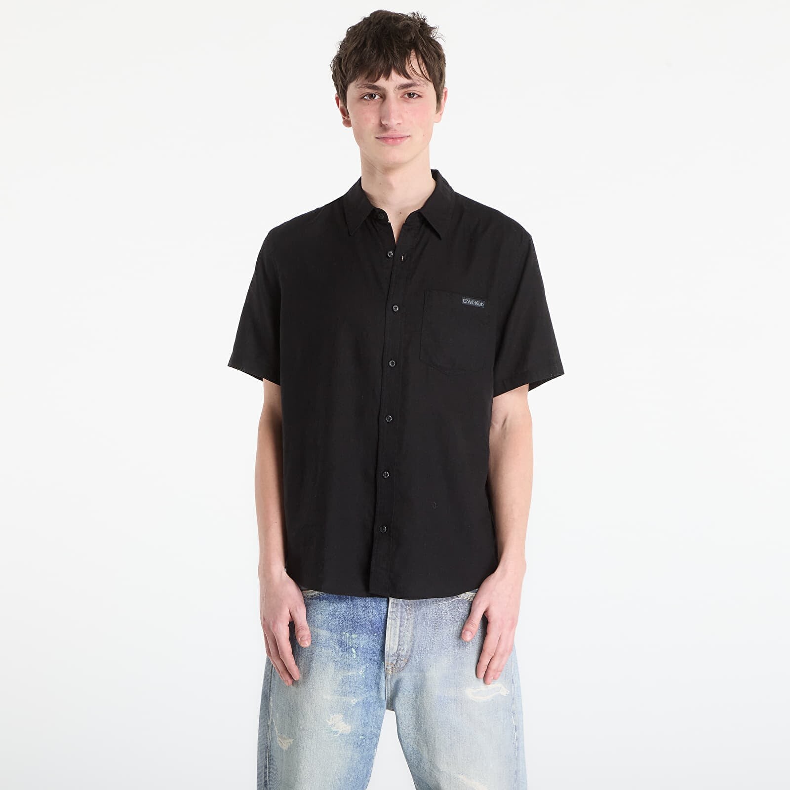 Shirt Calvin Klein Jeans Ss Solid Causal Line Shirt Black M