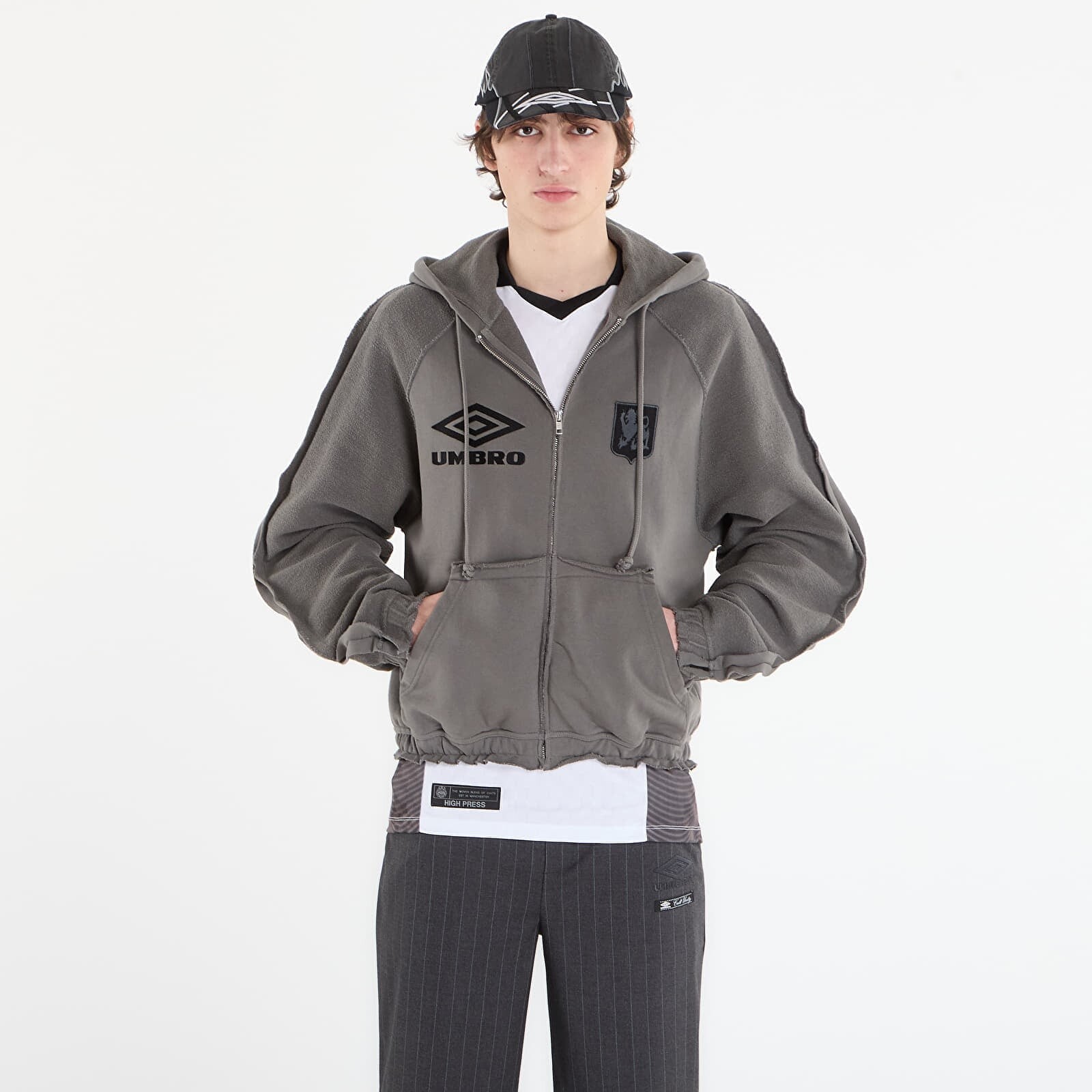 Sweatshirt Umbro by SlamJam Royal Arms Zip Masked Hoodie Smock Grey M