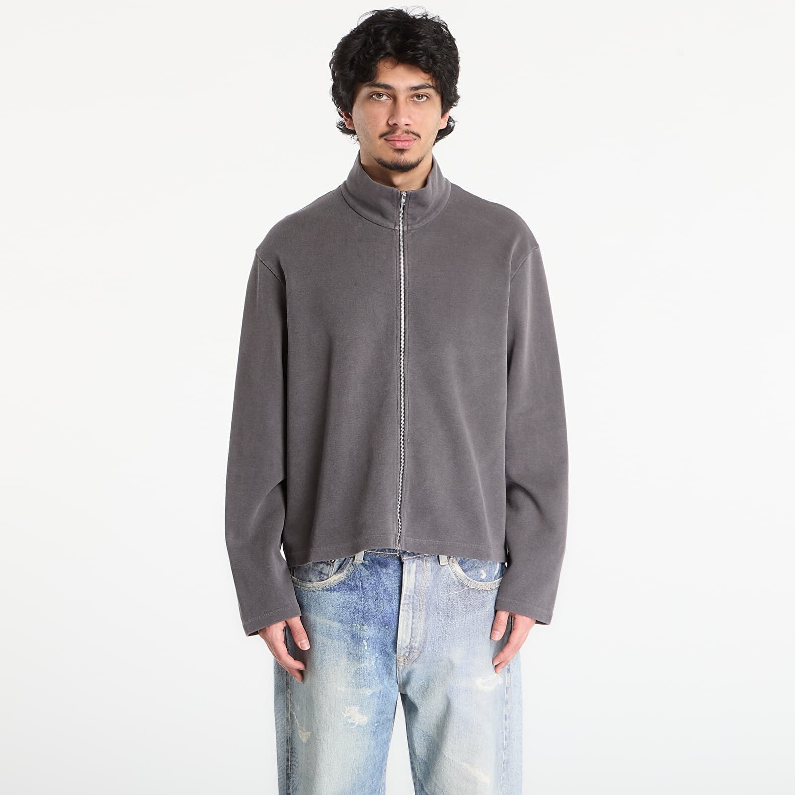 Sweatshirt OUR LEGACY Shrunken Fullzip Worn Graphite Athletic Rib 52