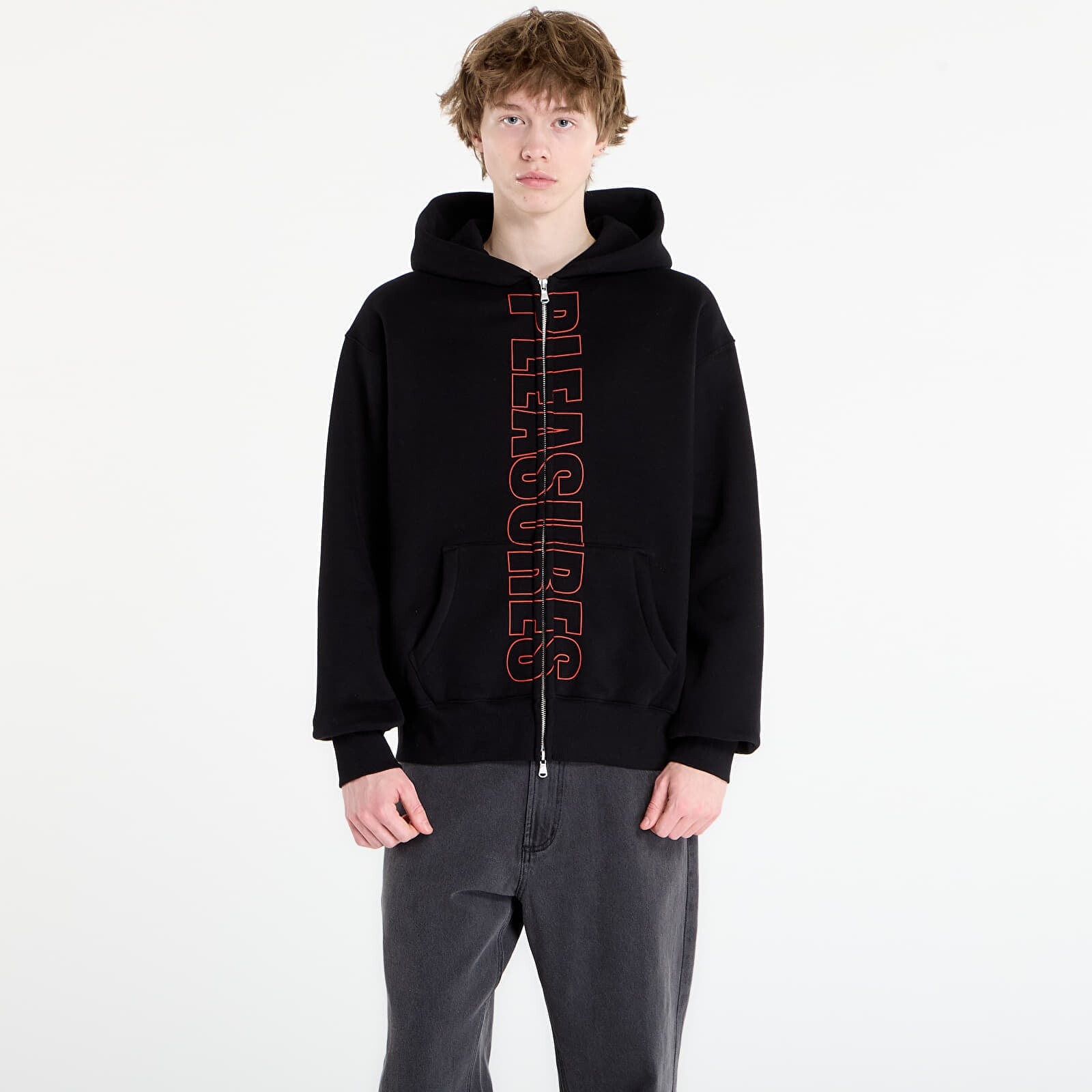 Sweatshirt PLEASURES Impact Zip Hoodie Black XL