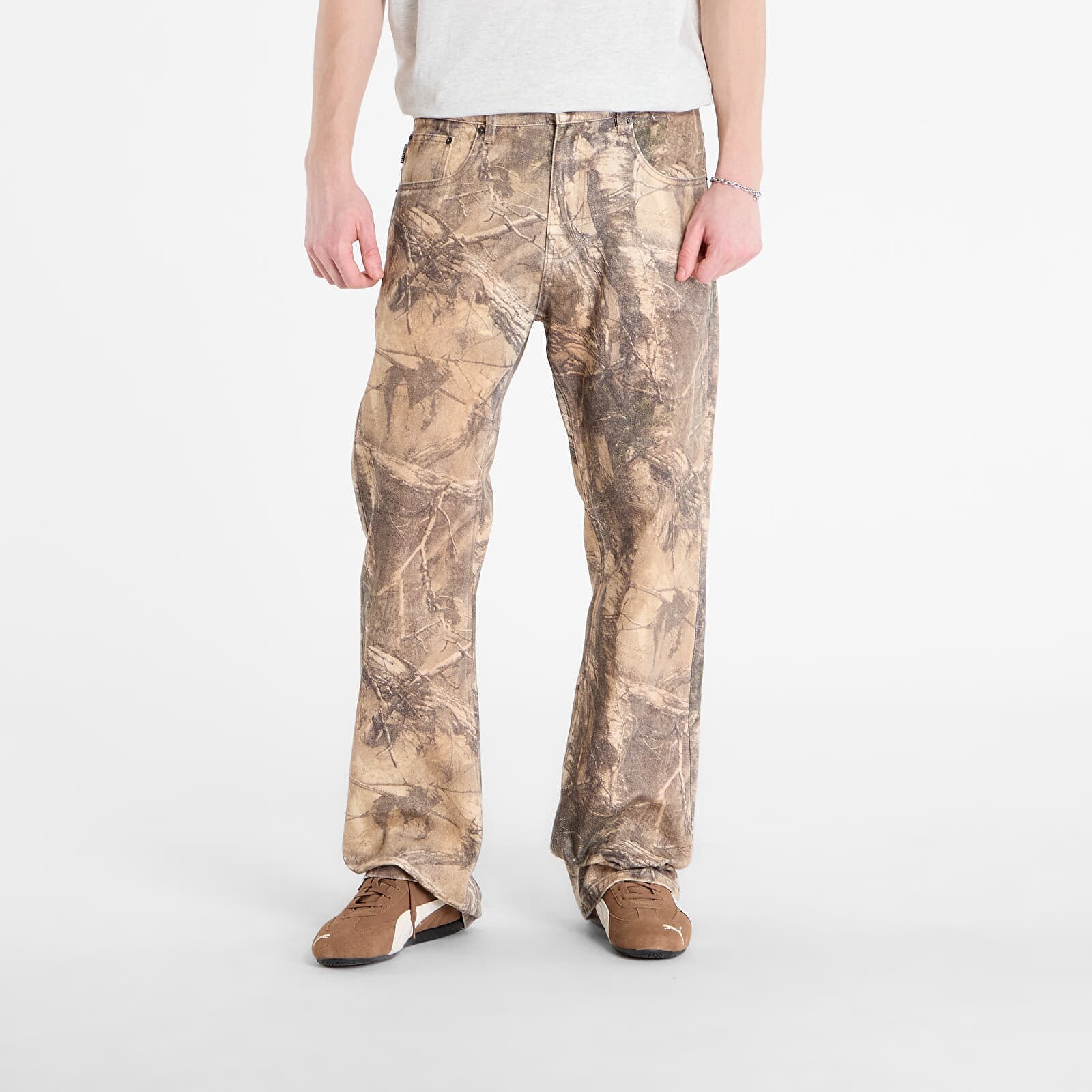 Pants PLEASURES Hendrix Flare Jeans Brown Tree 28