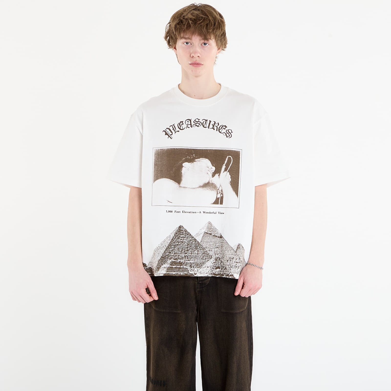 T-shirt PLEASURES Elevation Heavyweight Shirt White L