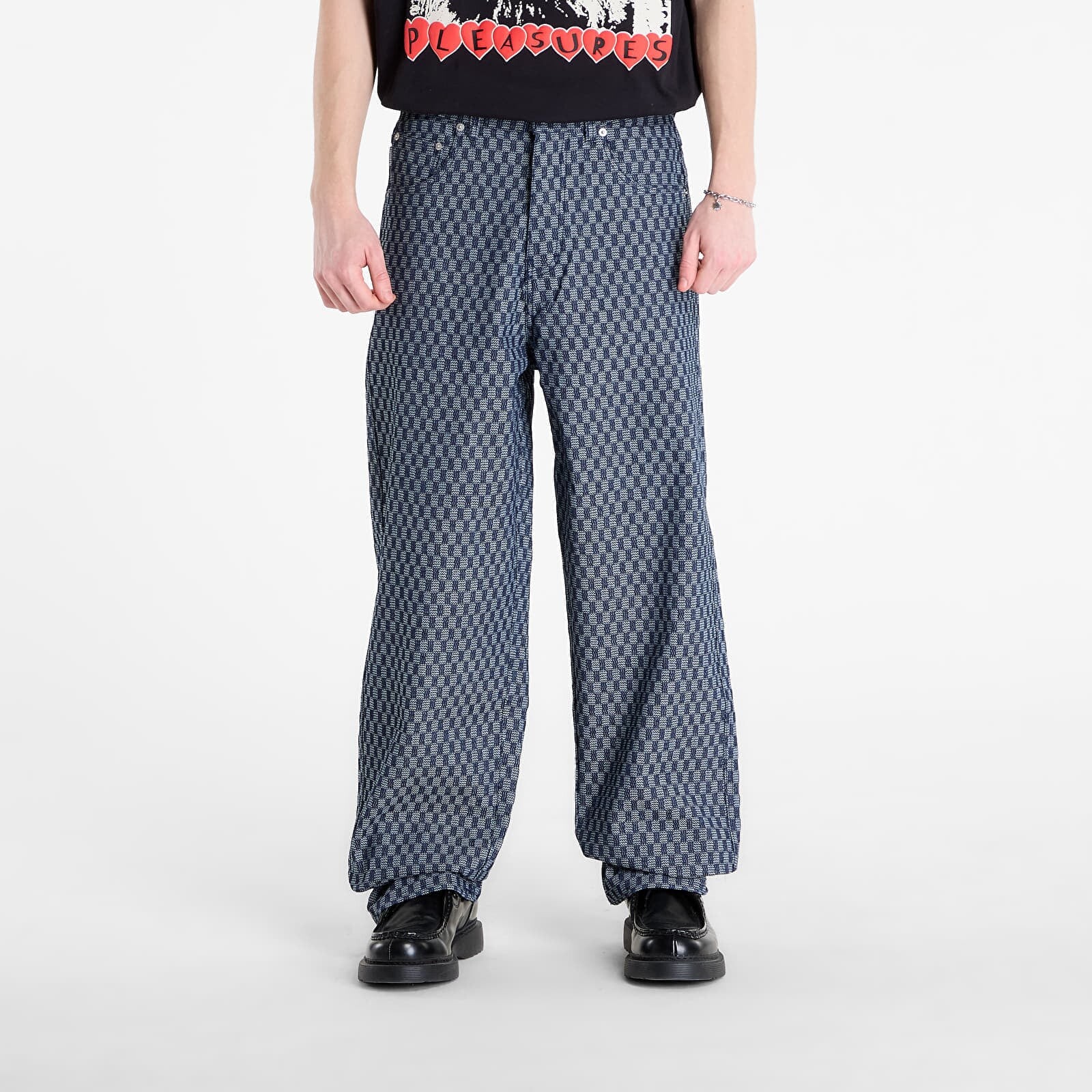 Pants PLEASURES Formula Baggy Jeans Indigo Checker 30