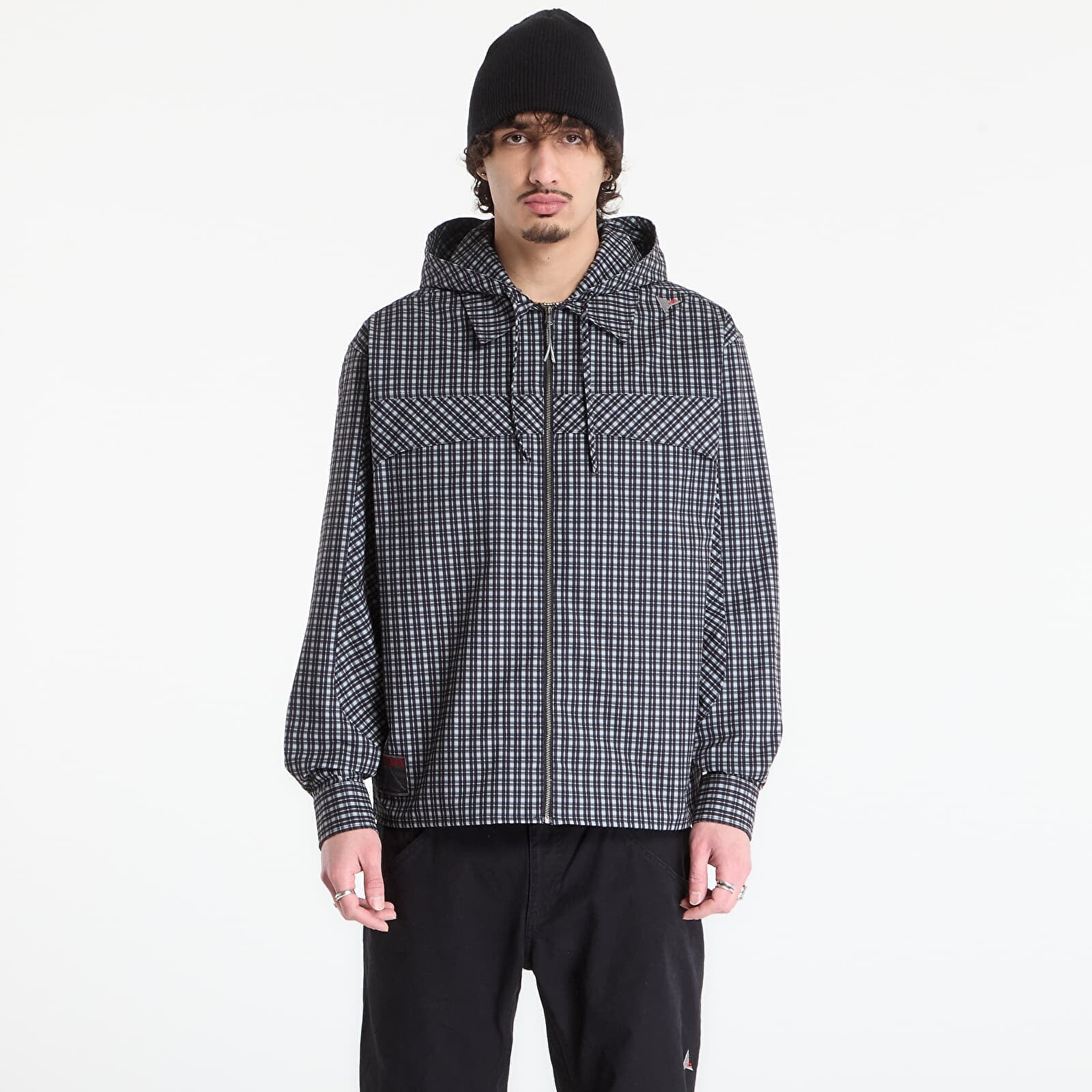 Sweatshirt ROA Aair Floweave Printed Check Long Sleeve Hooded Shirt Anthracite M