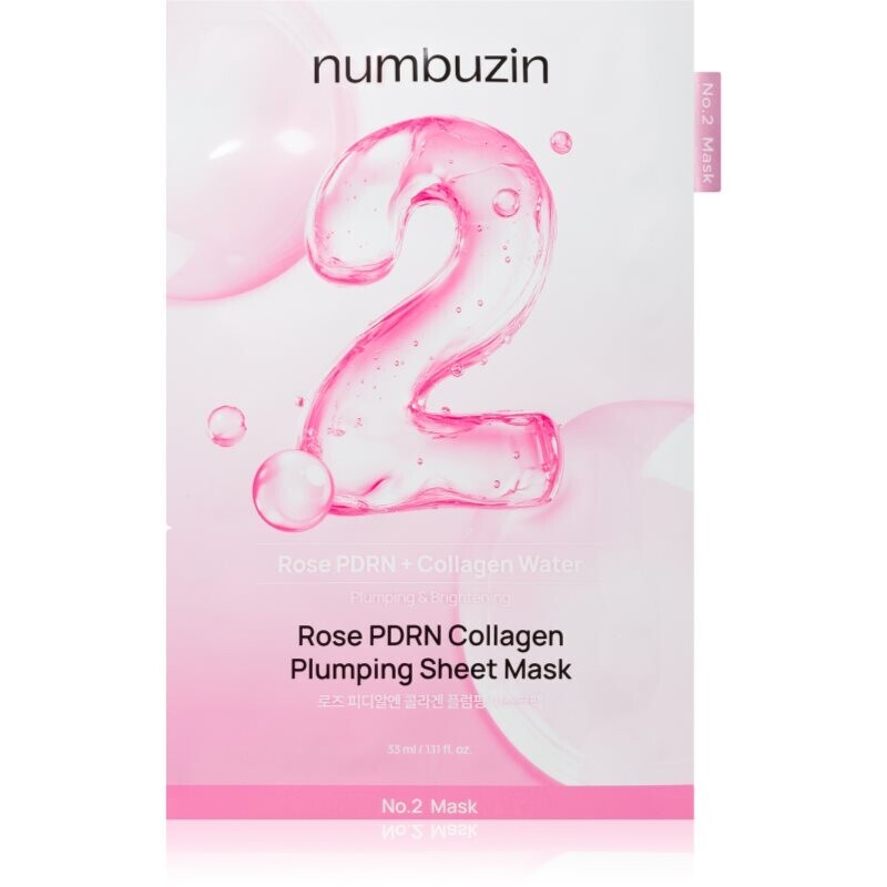 Numbuzin No. 2 Rose PDRN Collagen Plumping Sheet Mask moisturising face sheet mask with a brightening effect 5 pc