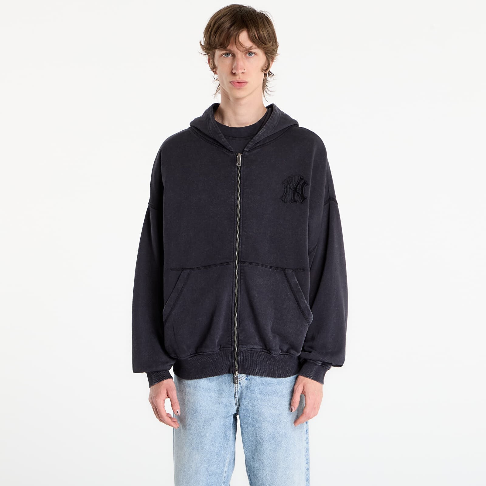 Sweatshirt New Era MLB Washed Fz Hoodie New York Yankees UNISEX Black L