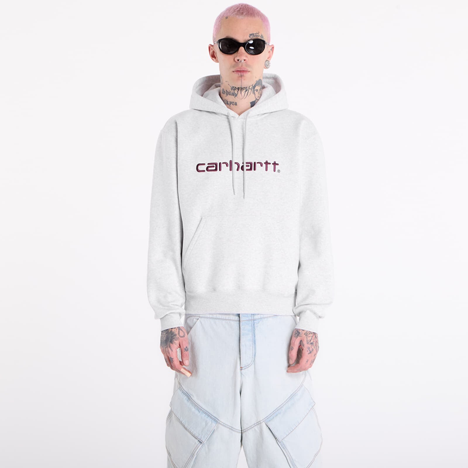 Sweatshirt Carhartt WIP Hooded Carhartt Sweat UNISEX Ash Heather/ Cozy Purple XL