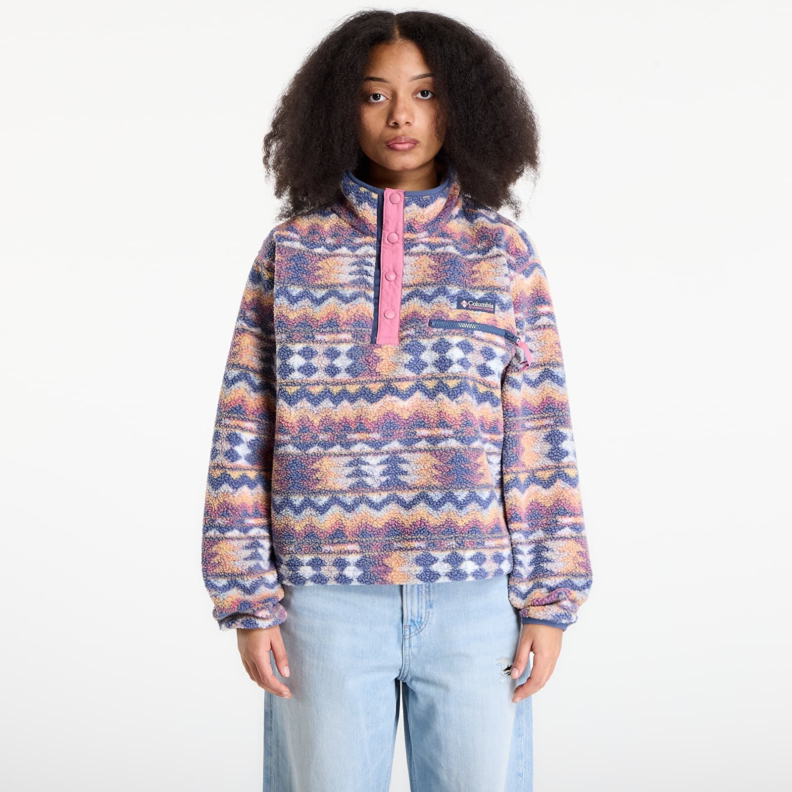 Jacket Columbia Helvetia™ II Cropped Sherpa Half Snap Fleece With Print Sea Salt/ Retrotree S