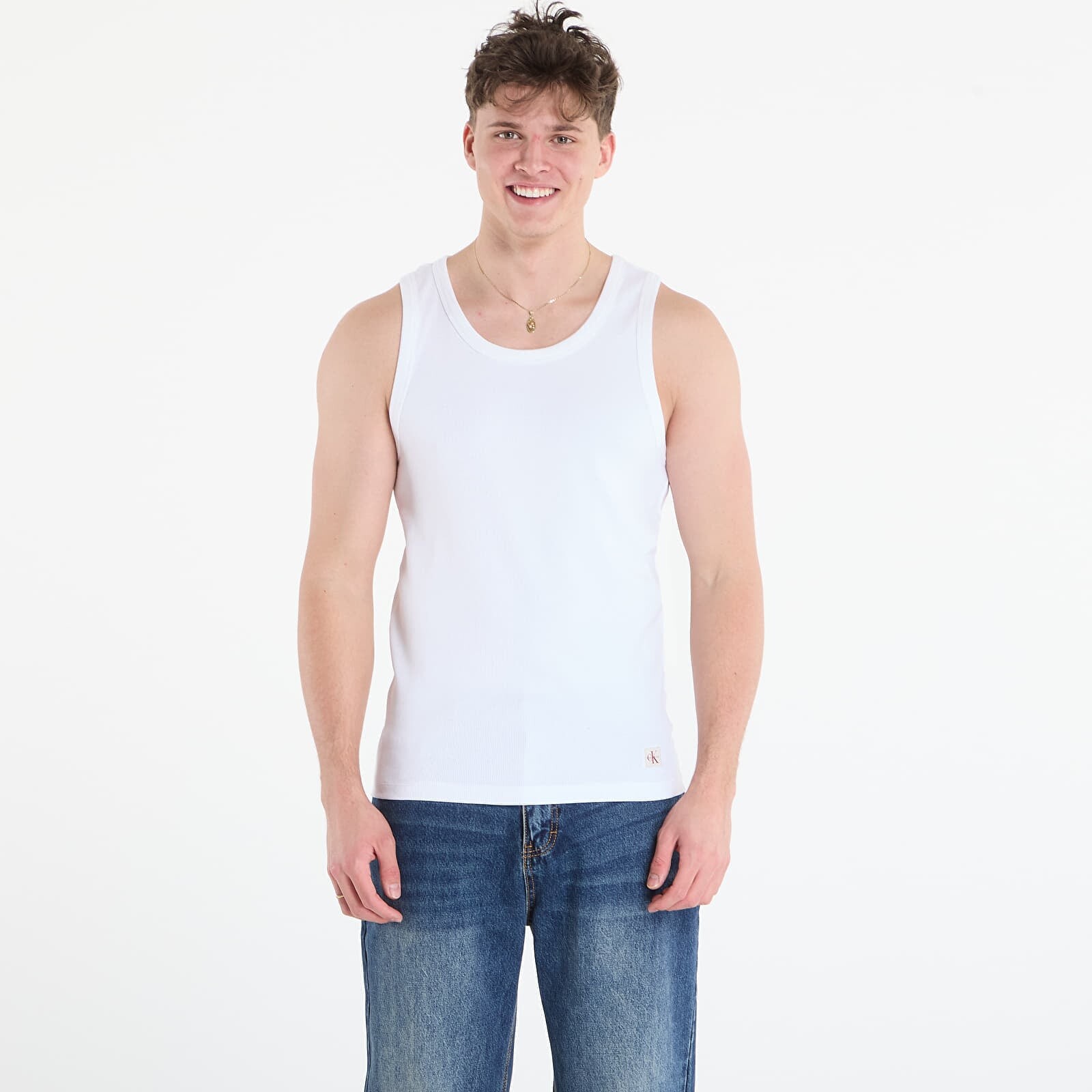 Tank top Calvin Klein Jeans 2X2 Rib Badge Tank Top Bright White L