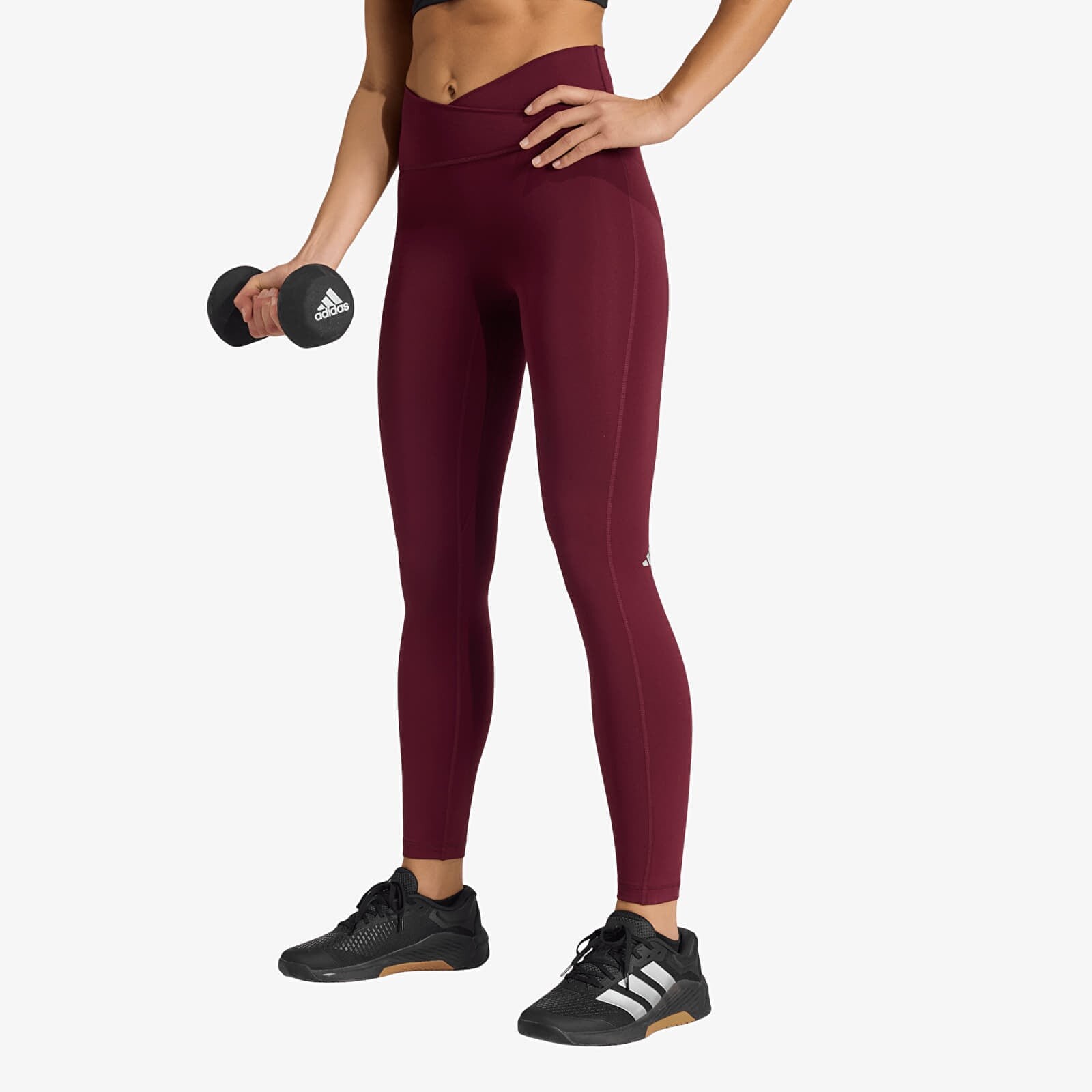 Pants adidas W 3Ss X-Over Leggings Maroon S