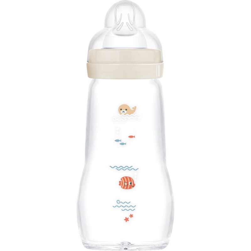 MAM Feel Good Glass Baby Bottle glass anti-colic bottle 2m+ Beige 260 ml