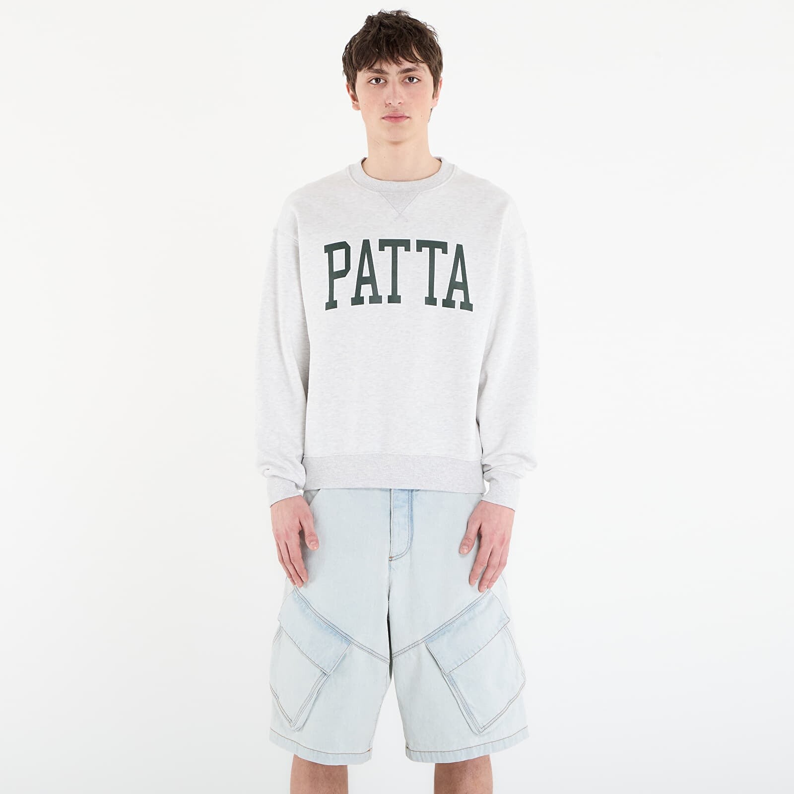 Sweatshirt Patta Arc Logo Crewneck Sweater UNISEX Light Melange Grey M