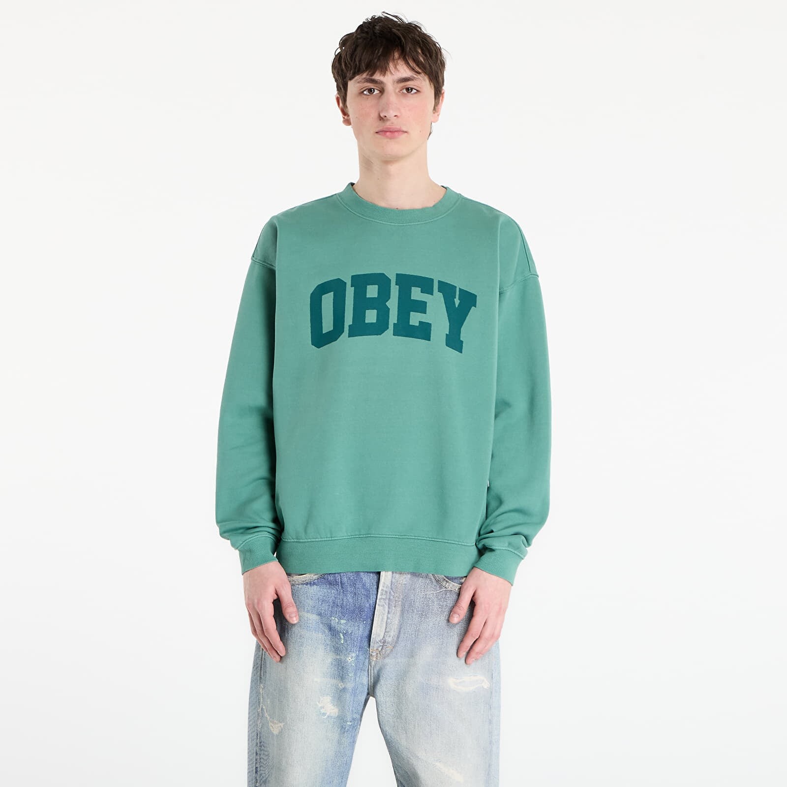 Sweatshirt OBEY Collegiate Pigment Crew Pigment Rainforest L