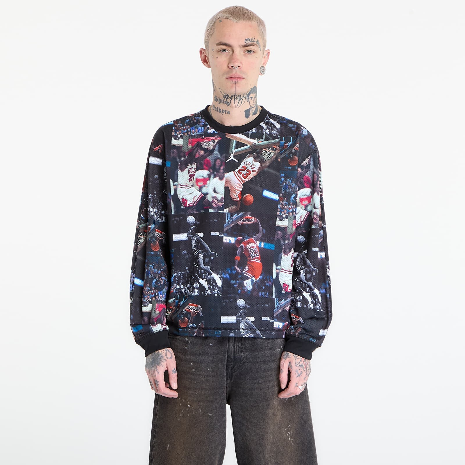 T-shirt Jordan Flight Men's Printed Long-Sleeve Jersey Black/ White L