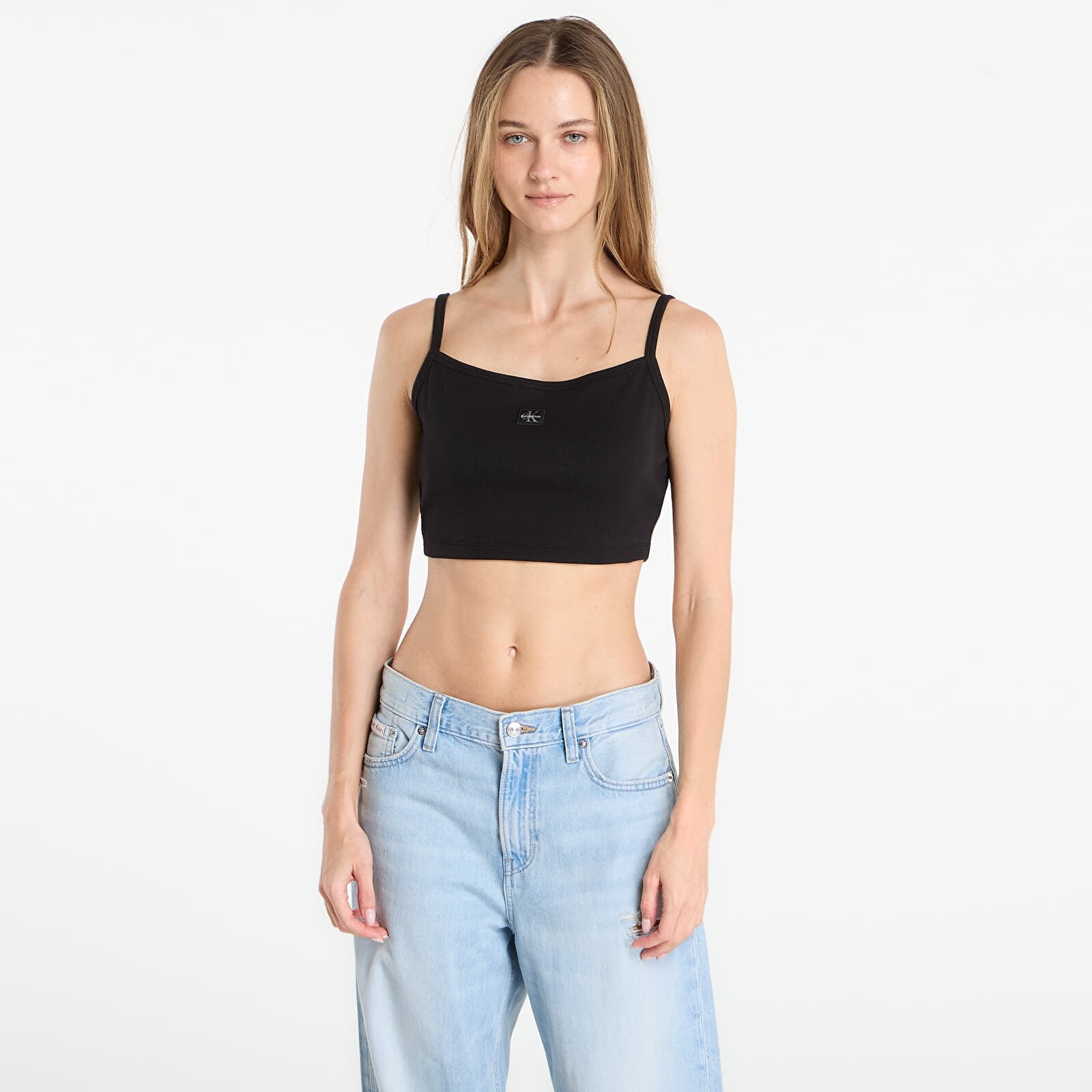 Top Calvin Klein Jeans Sl Woven Label 2X2 B Black S