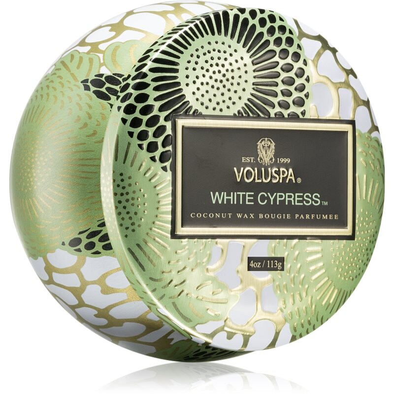 VOLUSPA Japonica Holiday White Cypress scented candle in a tin 113 g