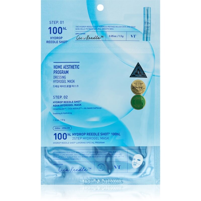 VT Cosmetics Hydrop Reedle Shot 100 2Step Hydrogel Mask intensive hydrogel mask with moisturising effect 34.5 g