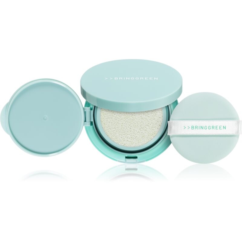 BRINGGREEN Tea Tree Cica Tone Up Sun Cushion lightweight protective fluid with applicator SPF 50+ 15 g