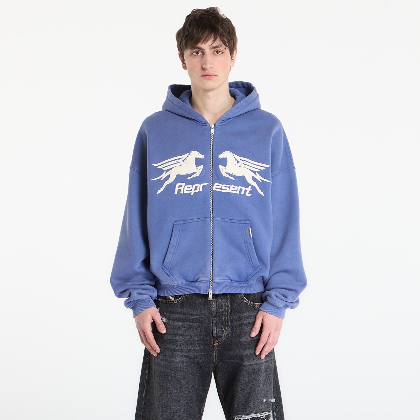 Sweatshirt REPRESENT Pegasus Zip Through Hoodie UNISEX Indigo XXL