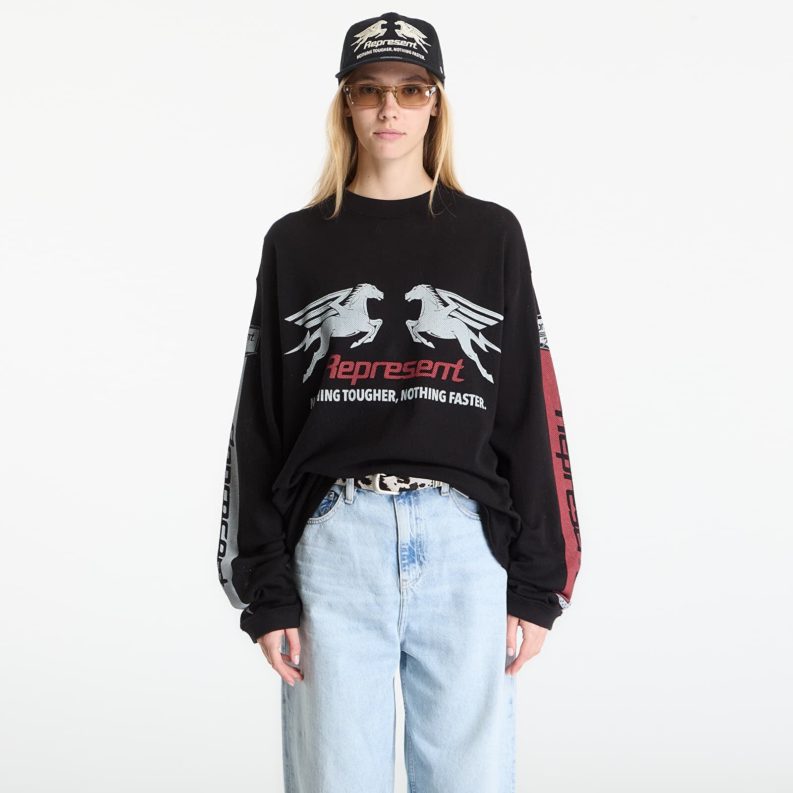 T-shirt REPRESENT Mesh Pegasus Long Sleeve T-Shirt UNISEX Jet Black XL