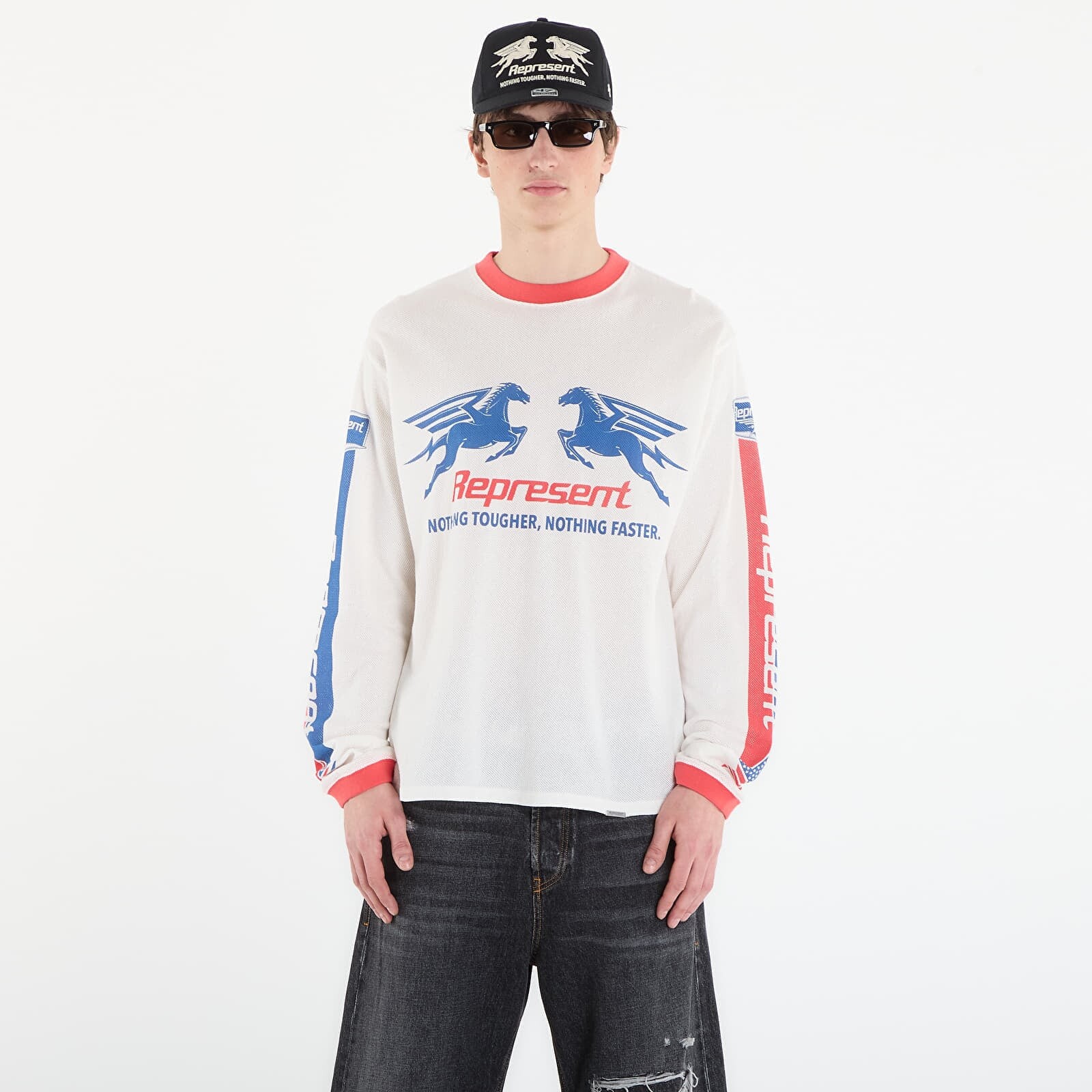 T-shirt REPRESENT Mesh Pegasus Long Sleeve T-Shirt UNISEX Flat White M