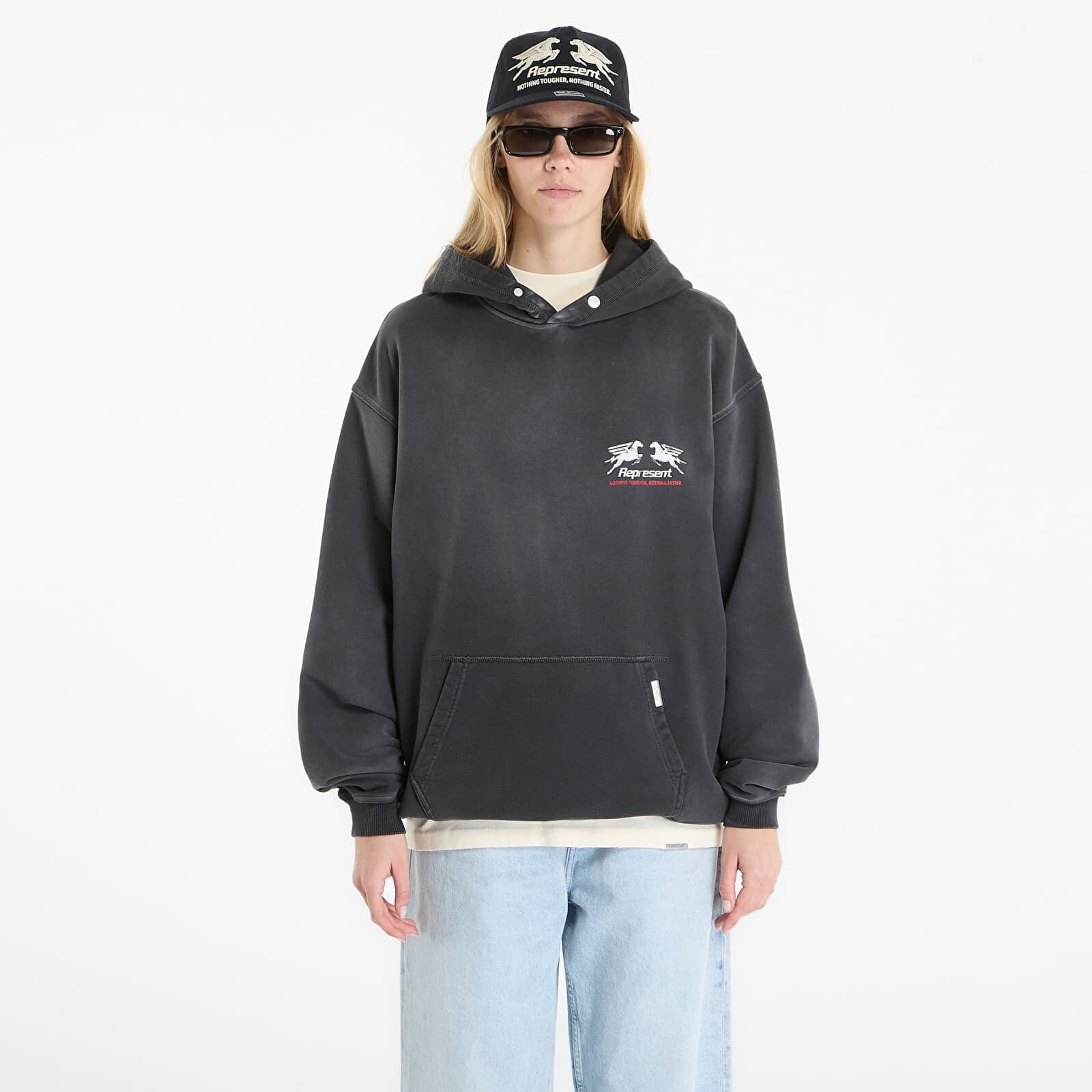 Sweatshirt REPRESENT 24 Hour Service Hoodie UNISEX Stained Black M