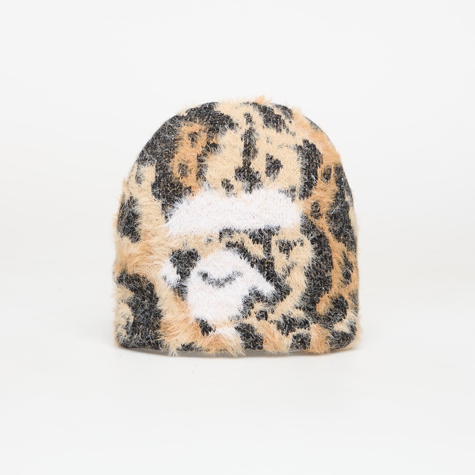 A BATHING APE Wild Leopard Pattern Ape Face Knit Cap Beige Universal