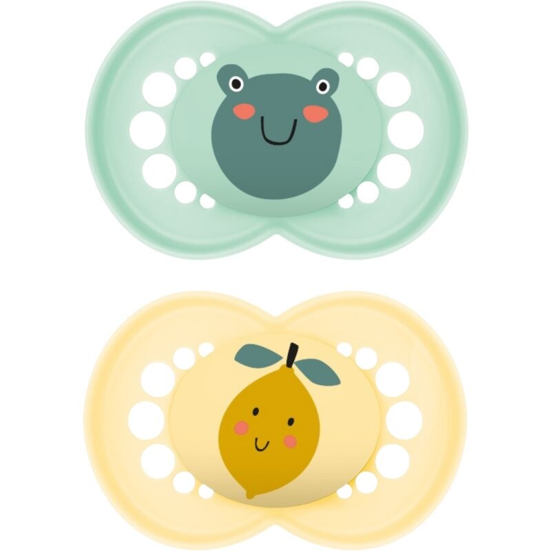 MAM Original 6+ months dummy Mint/ Yellow 2 pc