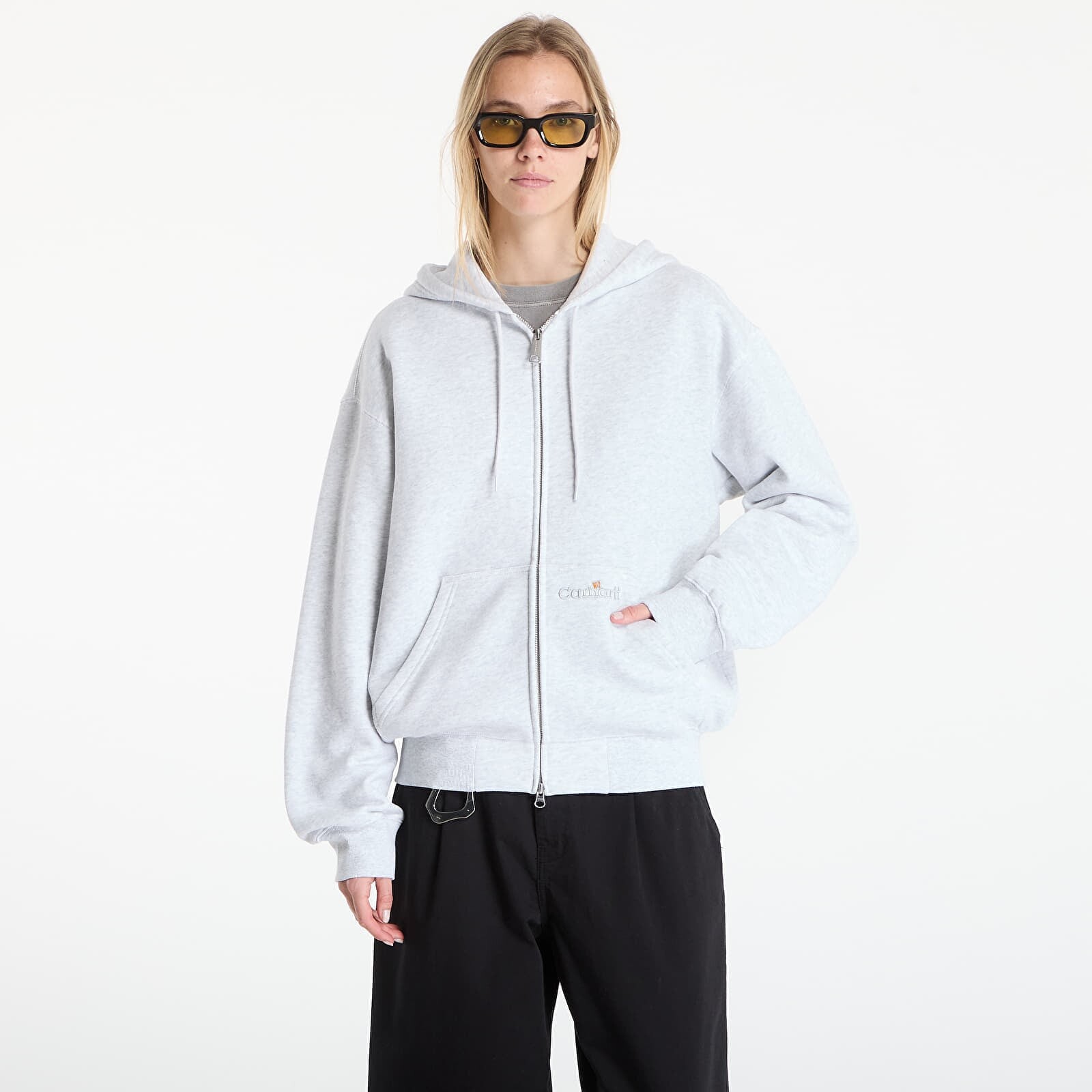 Sweatshirt Carhartt WIP Hooded WIP Label Sweat Jacket UNISEX Ash Heather XXL