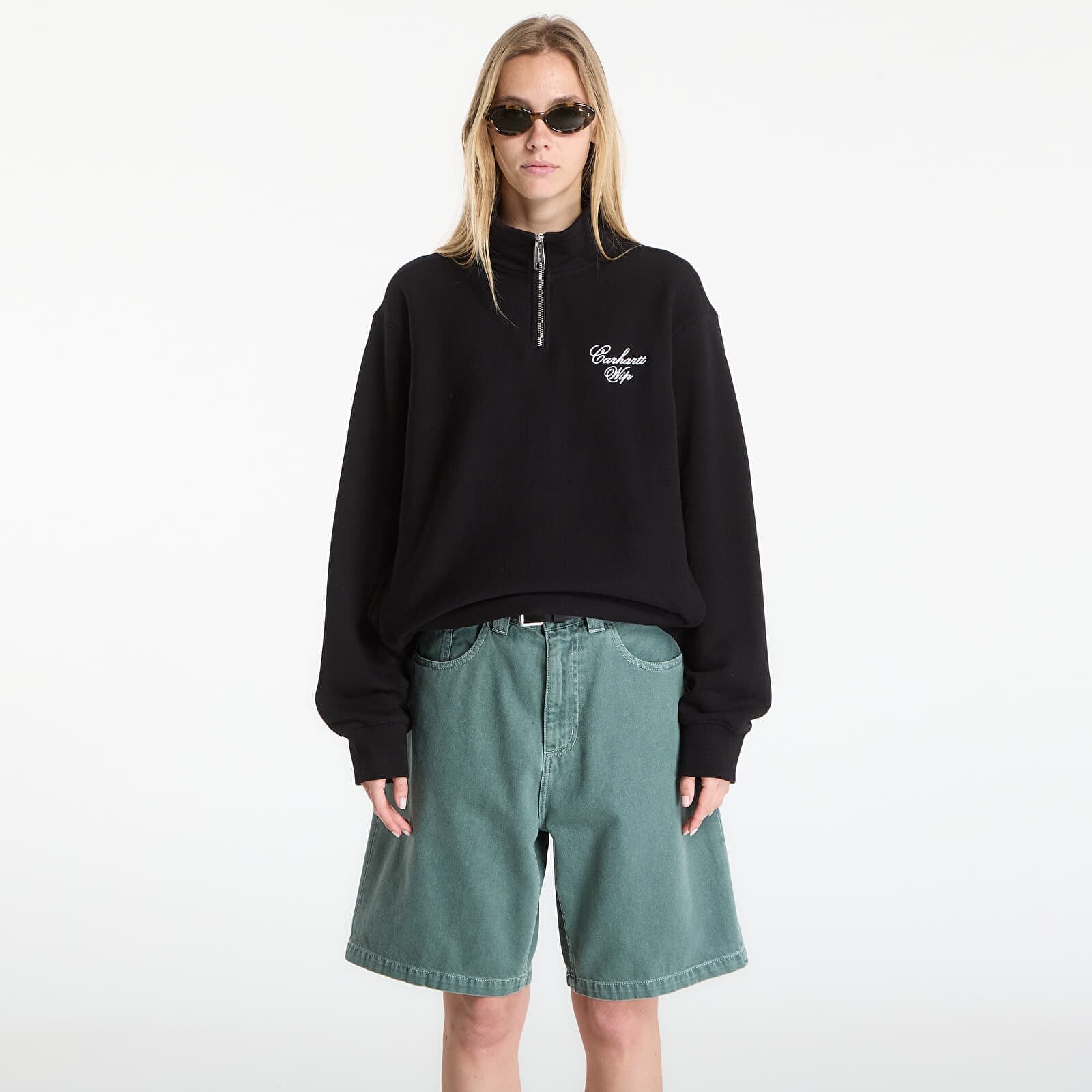 Sweatshirt Carhartt WIP Longhand Half Zip Sweat UNISEX Black/ White XL