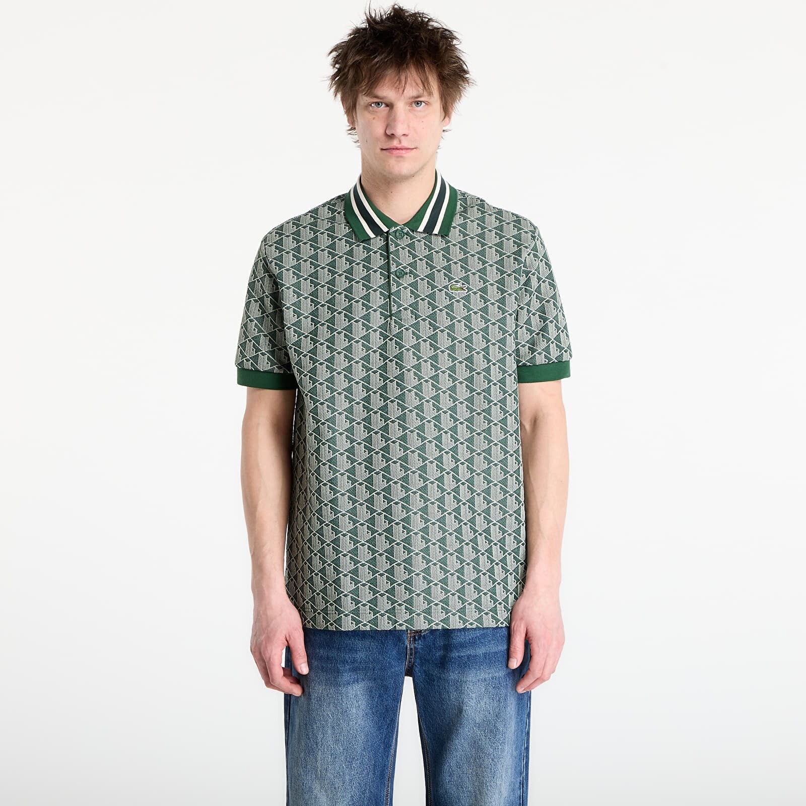 T-shirt LACOSTE Short Sleeved Ribbed Collar Shirt Green/ Sinople 5
