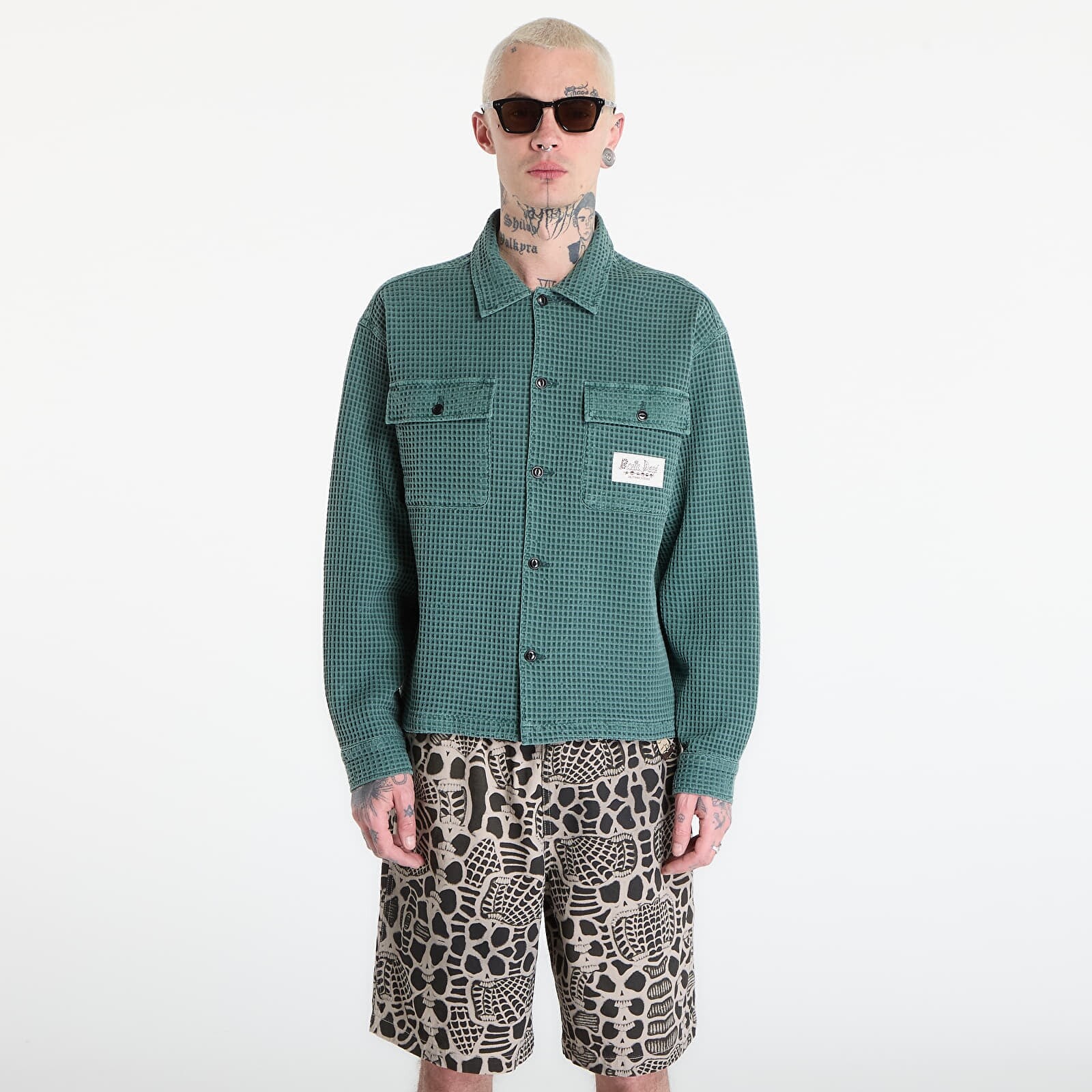 Shirt Brain Dead Waffle Button Front Shirt Pin XL