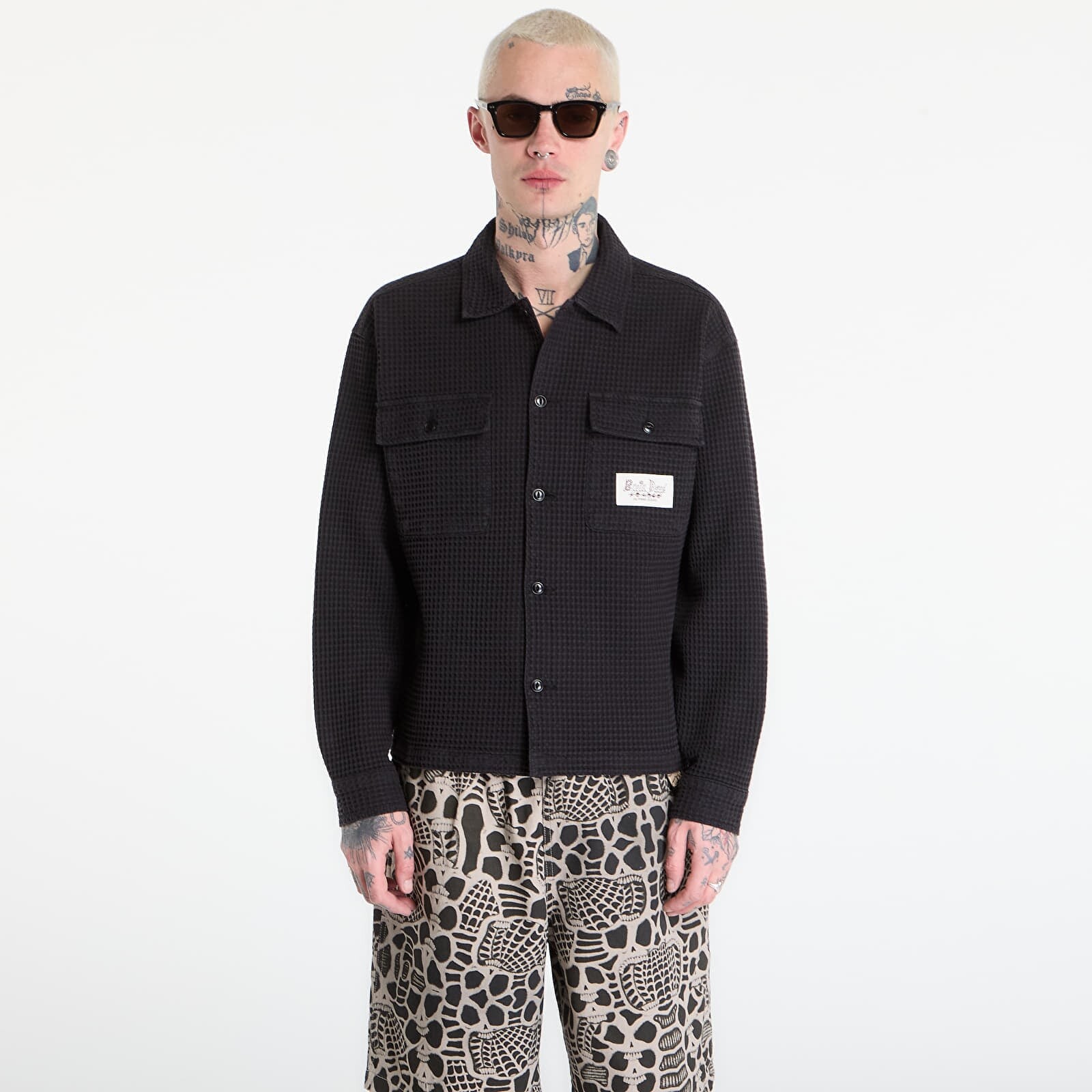 Shirt Brain Dead Waffle Button Front Shirt Black L