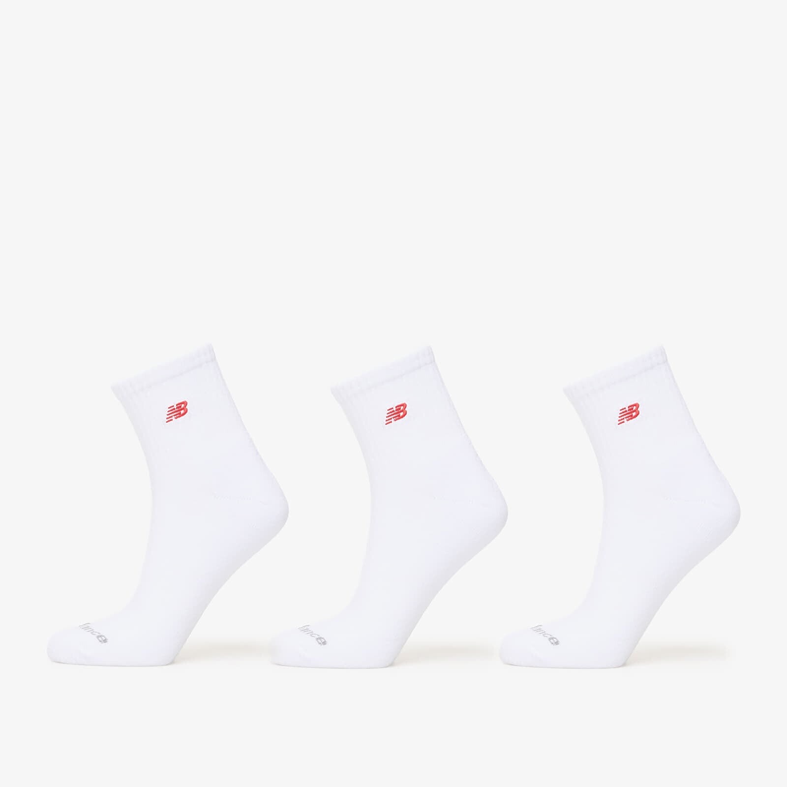 New Balance Red Patch Logo Ankle 3-Pack White M