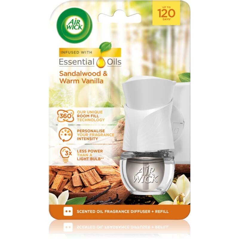 Air Wick Sandalwood & Warm Vanilla electric air freshener with refill 19 ml