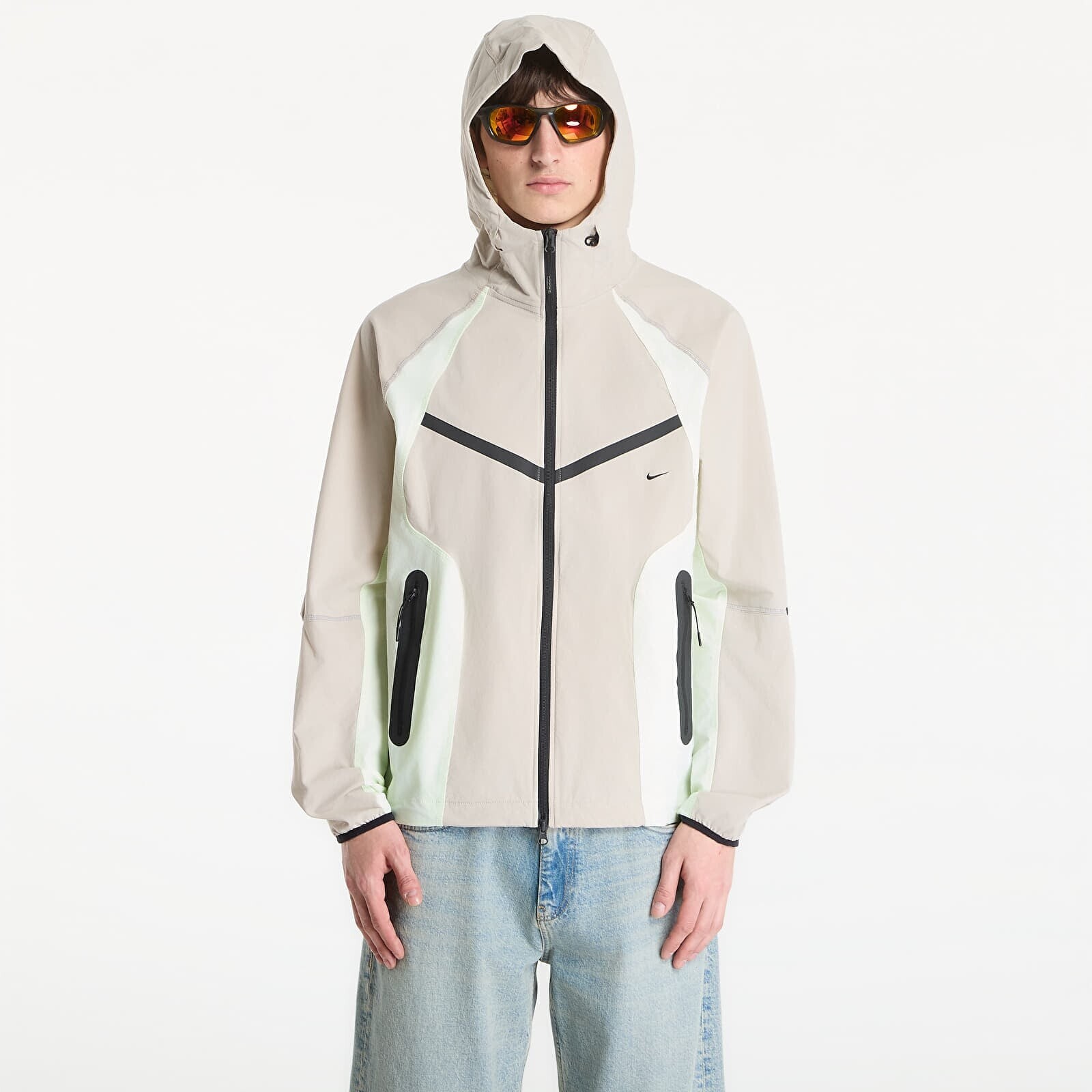 Jacket Nike Tech Men's Dri-FIT Woven Full-Zip Color-Block Windrunner Jacket Cream Ii/ Volt Tint/ Black L