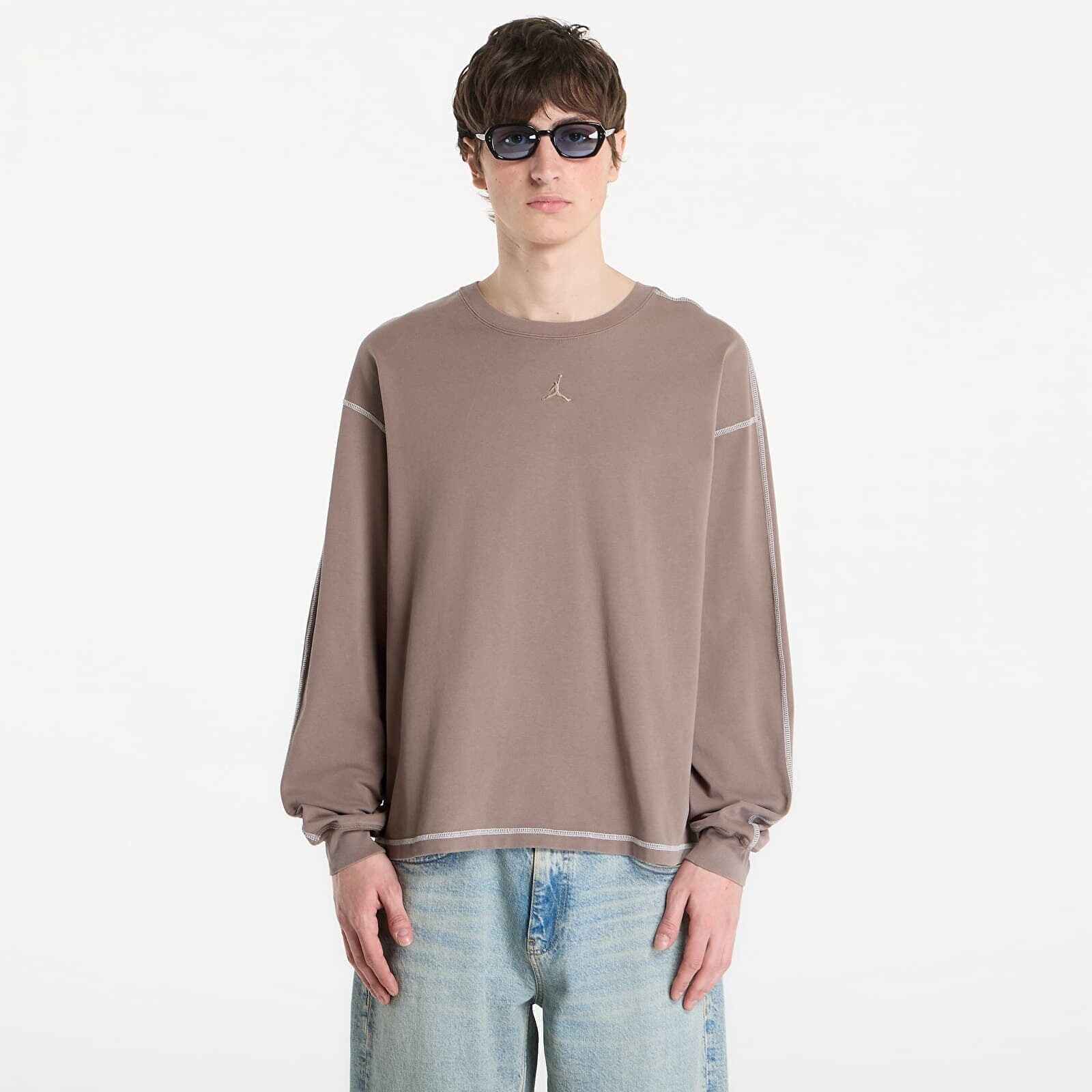 T-shirt Jordan Flight Men's Heavyweight Long-Sleeve Top Olive Grey/ Sail/ Olive Grey M