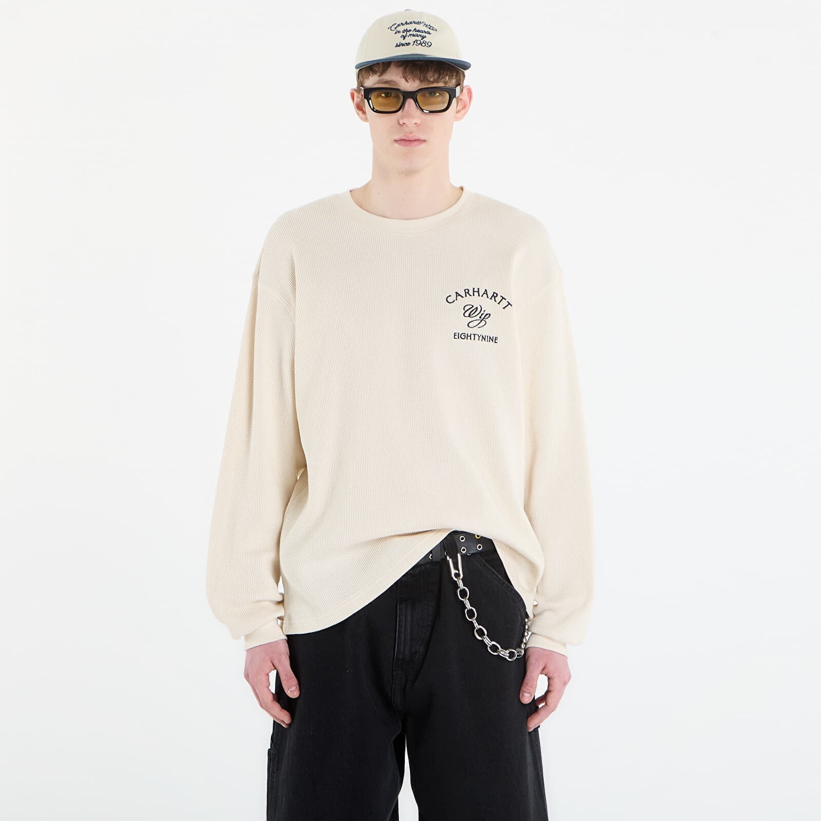 T-shirt Carhartt WIP L/S Eightynine Waffle T-Shirt UNISEX Natural/ Black M