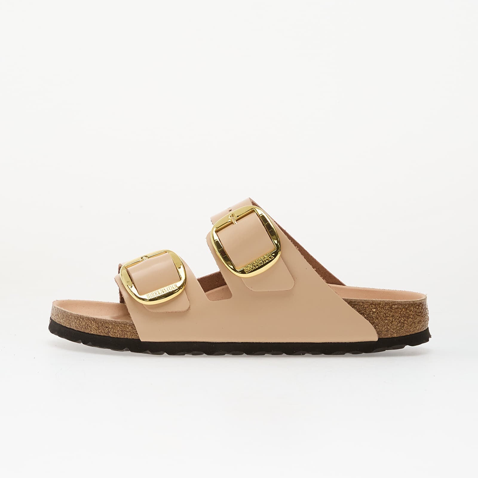 Sneakers Birkenstock Arizona Big Buckle Natural Leather Patent Women High-Shine New Beige UK 7