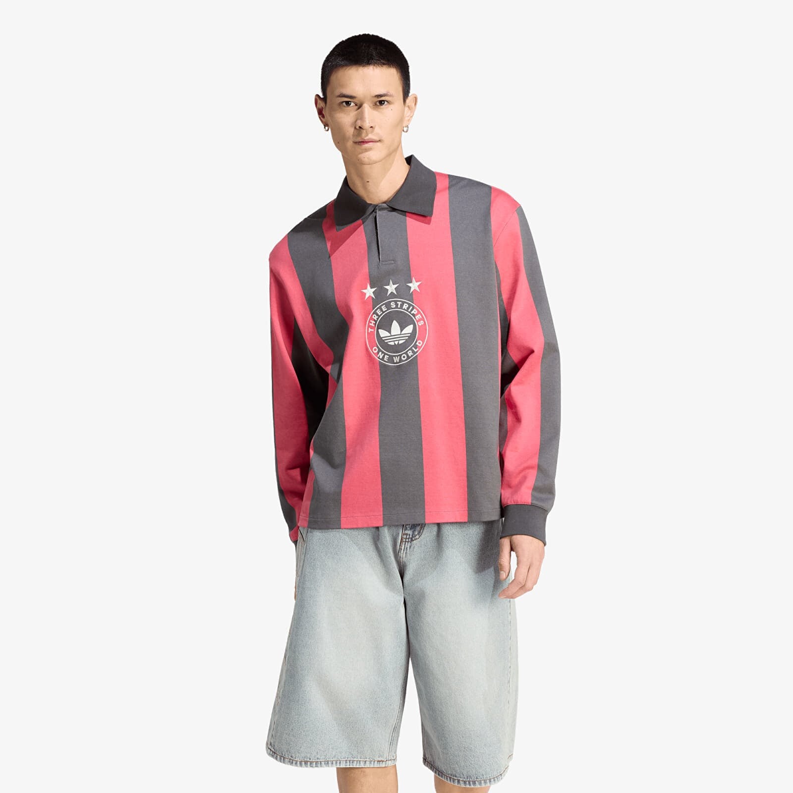 T-shirt adidas Graphic Long Sleeve Polo Shirt Utility Black/ Cream White XL