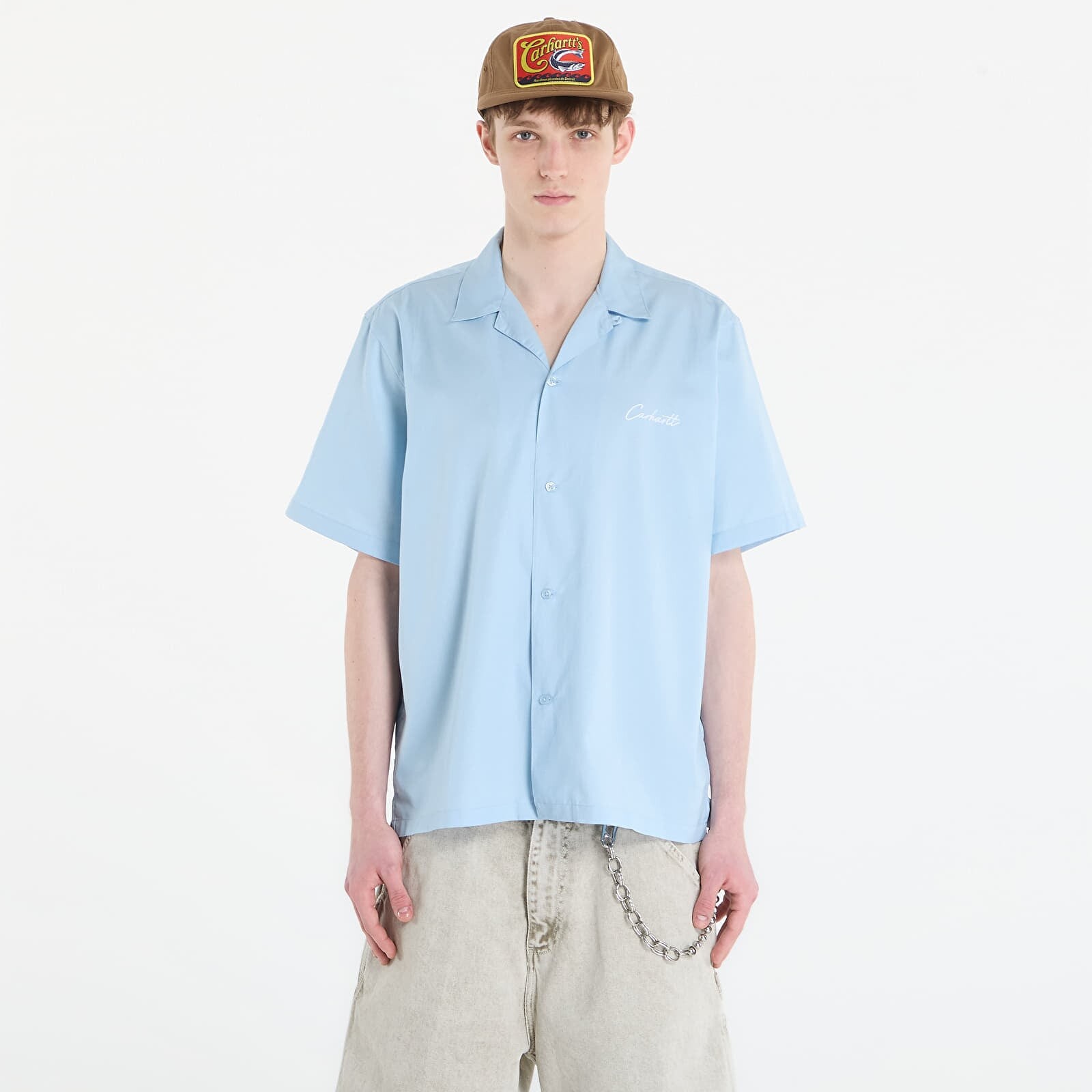 Shirt Carhartt WIP S/S Delray Shirt UNISEX Icaria/ White XS