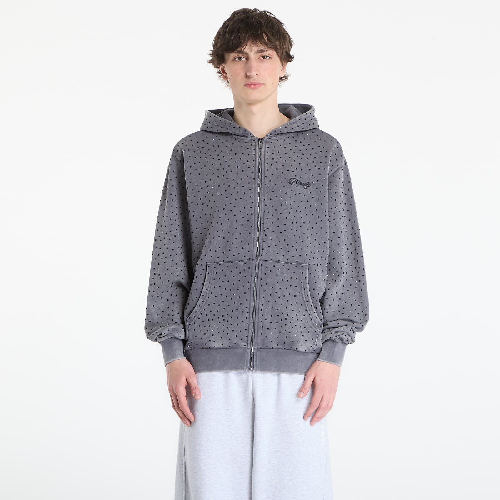 Sweatshirt RIPNDIP Ripngems Zip Up Hoodie Charcoal Wash L
