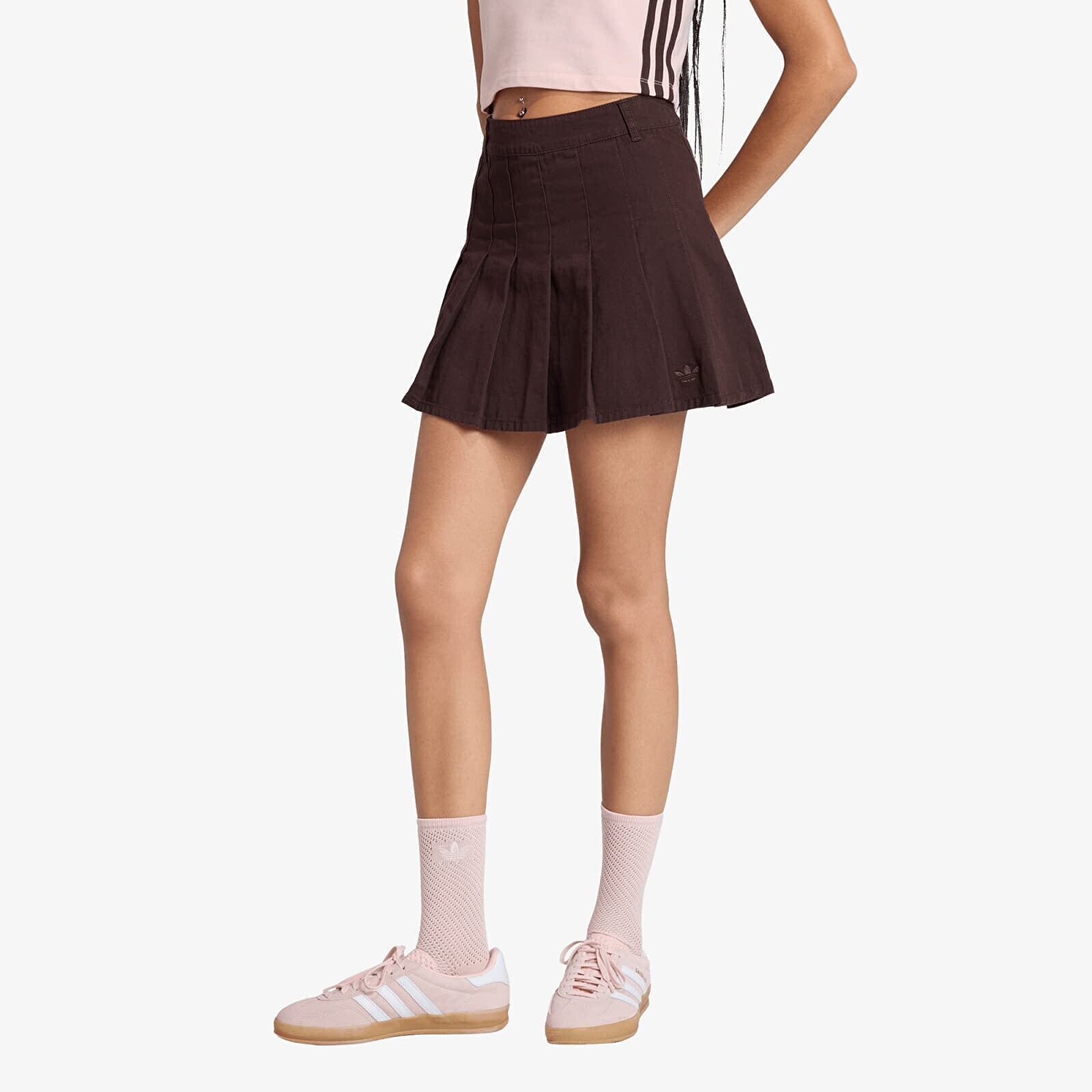 adidas Twill Pleated Skirt Aurora Coffee 8