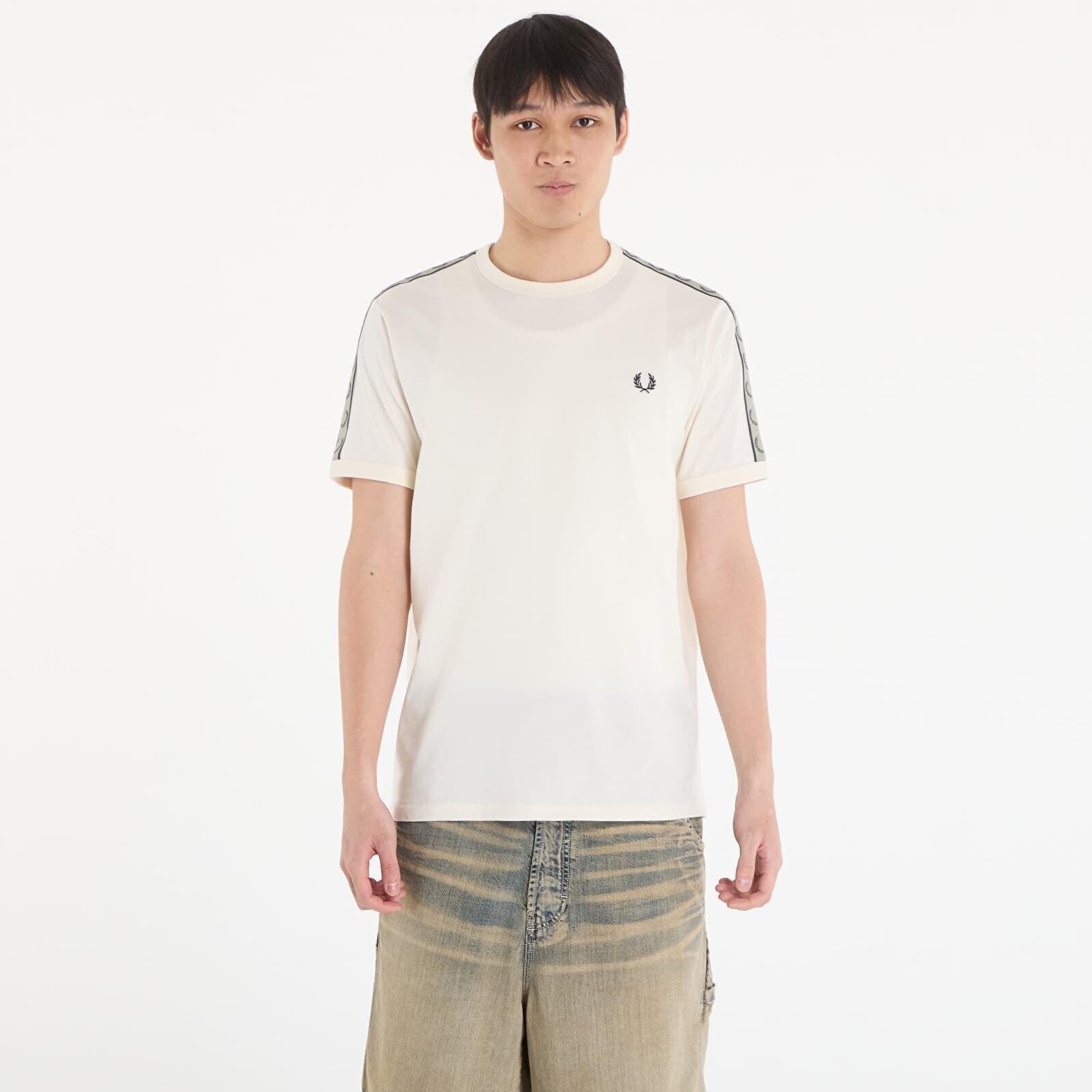 T-shirt FRED PERRY Contrast Tape Ringer T-Shirt Ecru/ Navy M