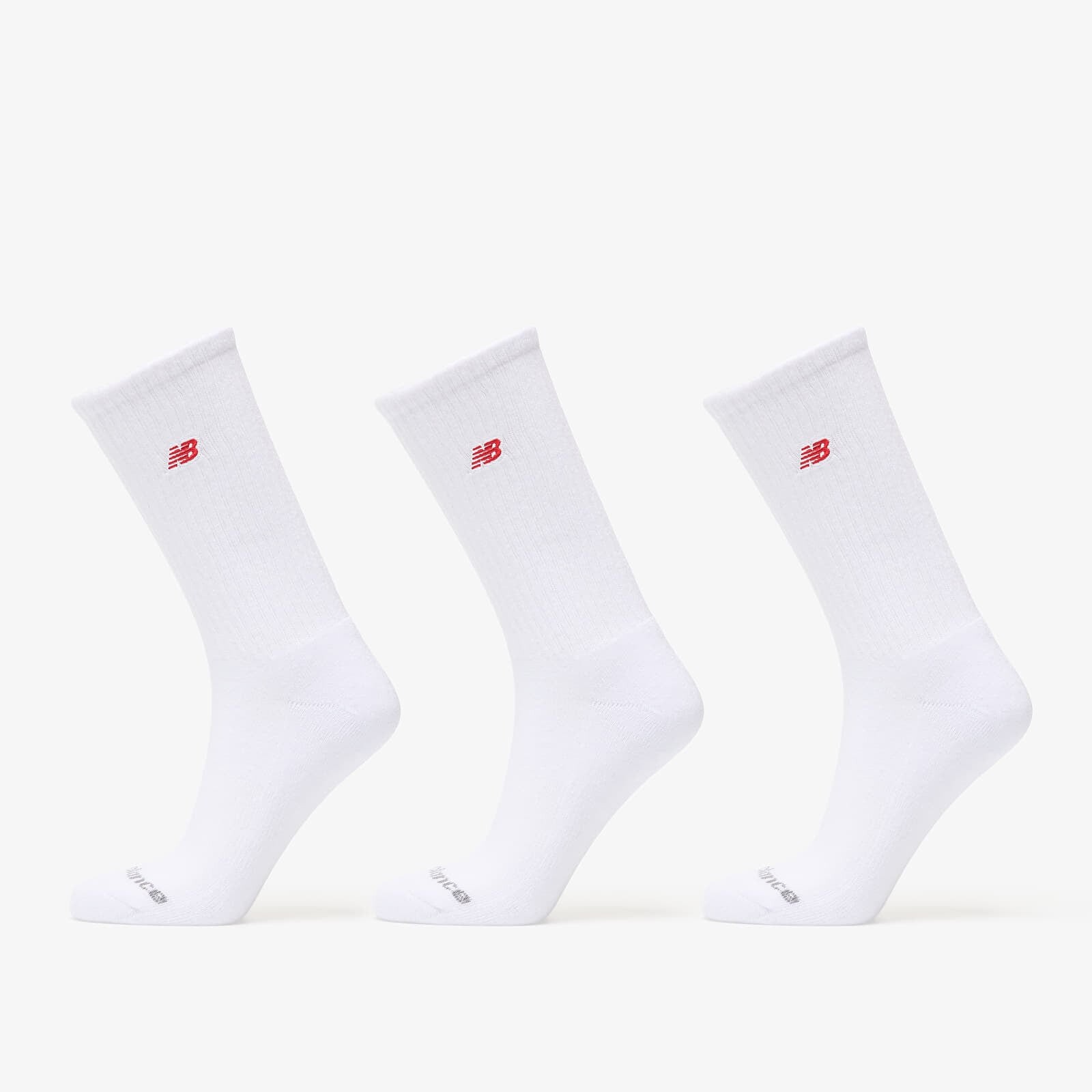 New Balance Red Patch Logo Crew Socks 3-Pack White S