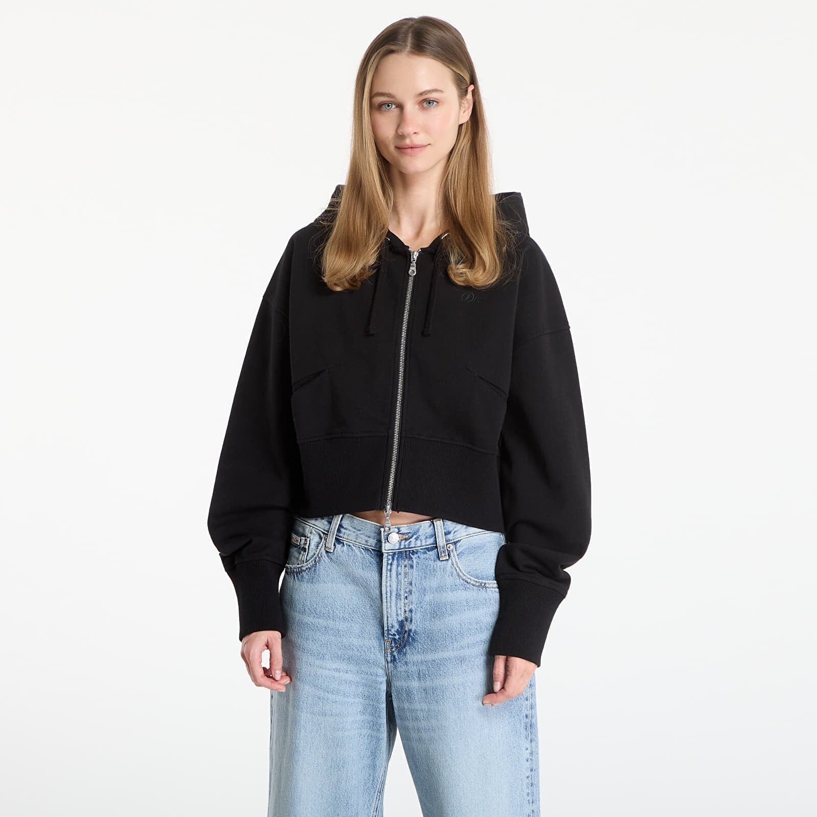 Sweatshirt DIME Cropped Zip Hoodie UNISEX Black M