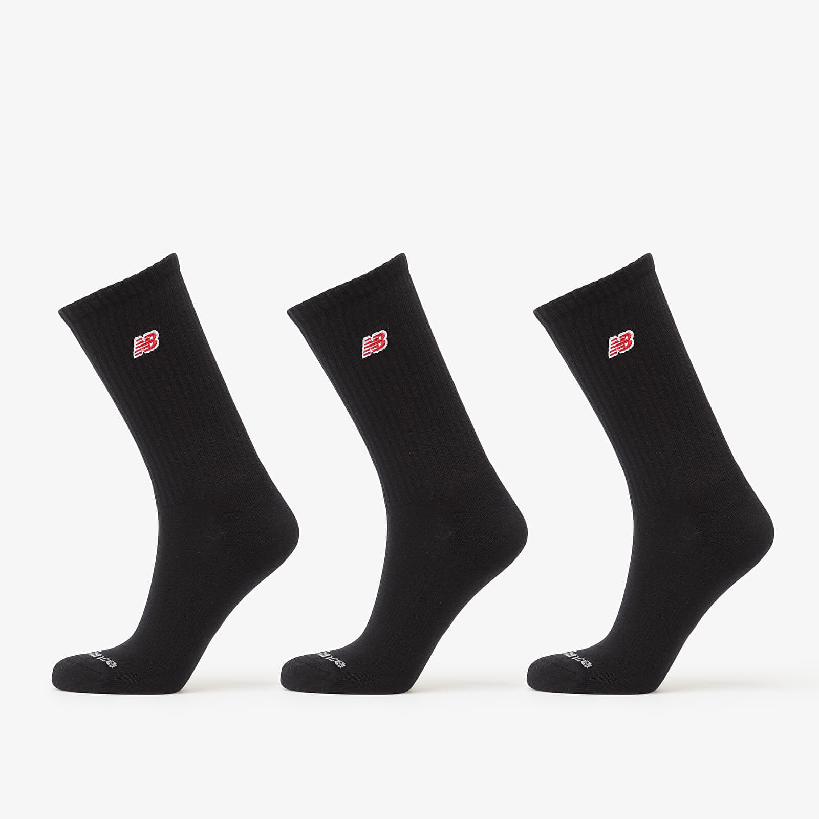 New Balance Red Patch Logo Crew Socks 3-Pack Black S