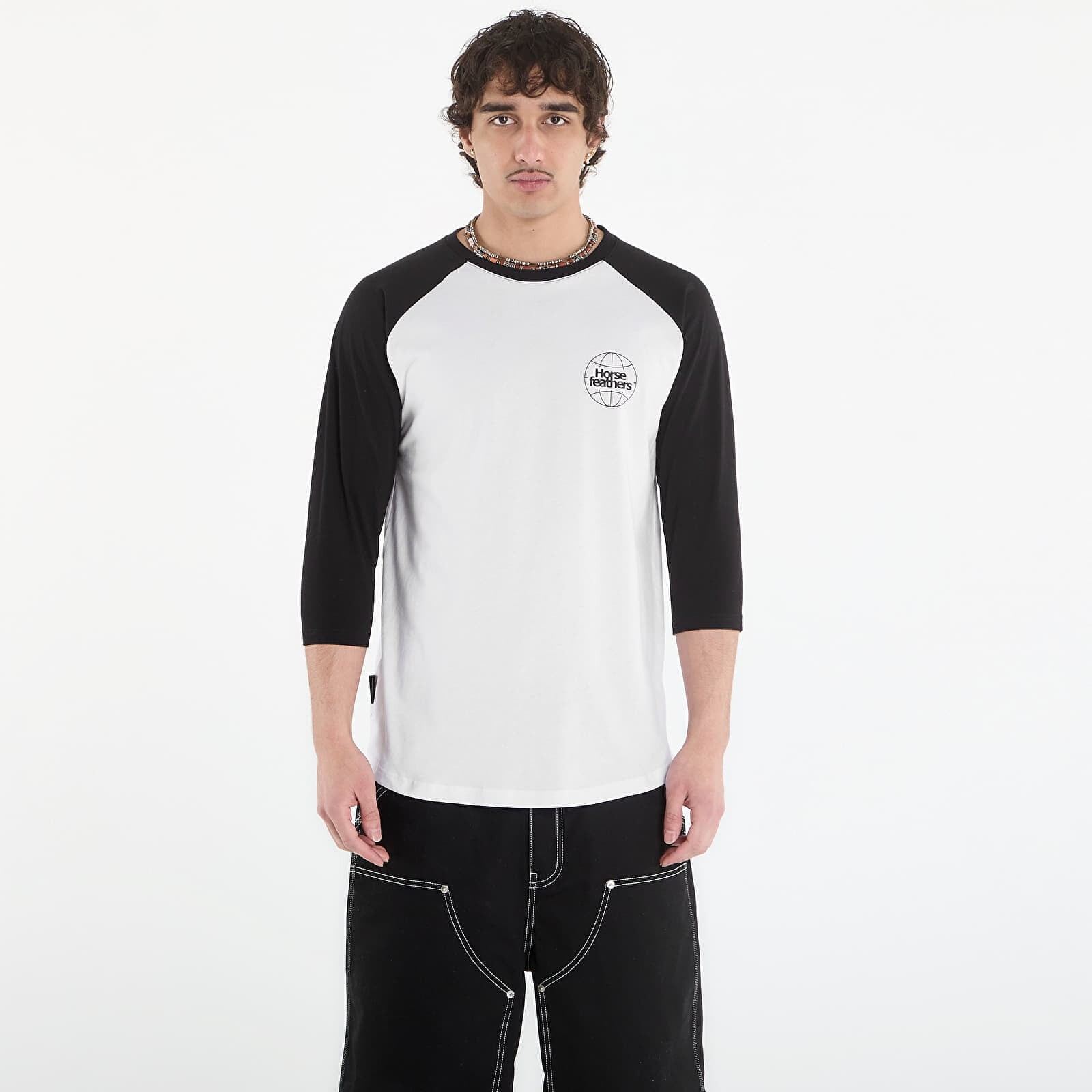T-shirt Horsefeathers Global Raglan T-Shirt White/ Black L